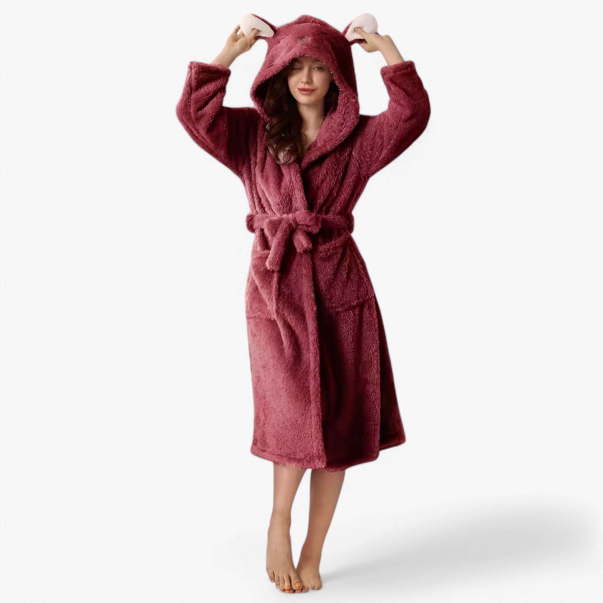Luna | Søde Kaninøre Flannel Badekåbe - - women's fashion - {{ product_tags }