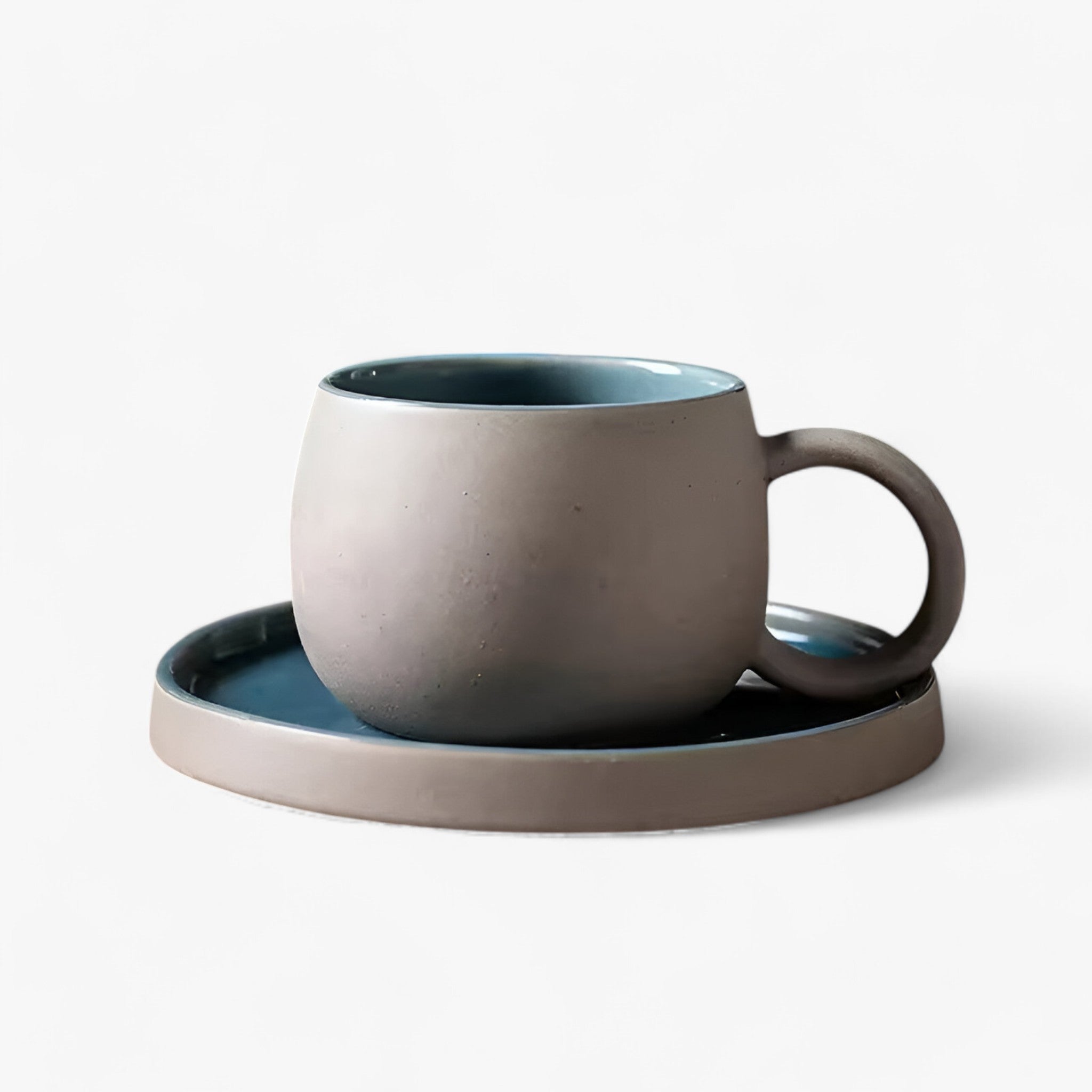 Sora | Minimalistisk Japansk Espressosæt med Kop og Skål - blå sand 201-300ml - house & garden - {{ product_tags }