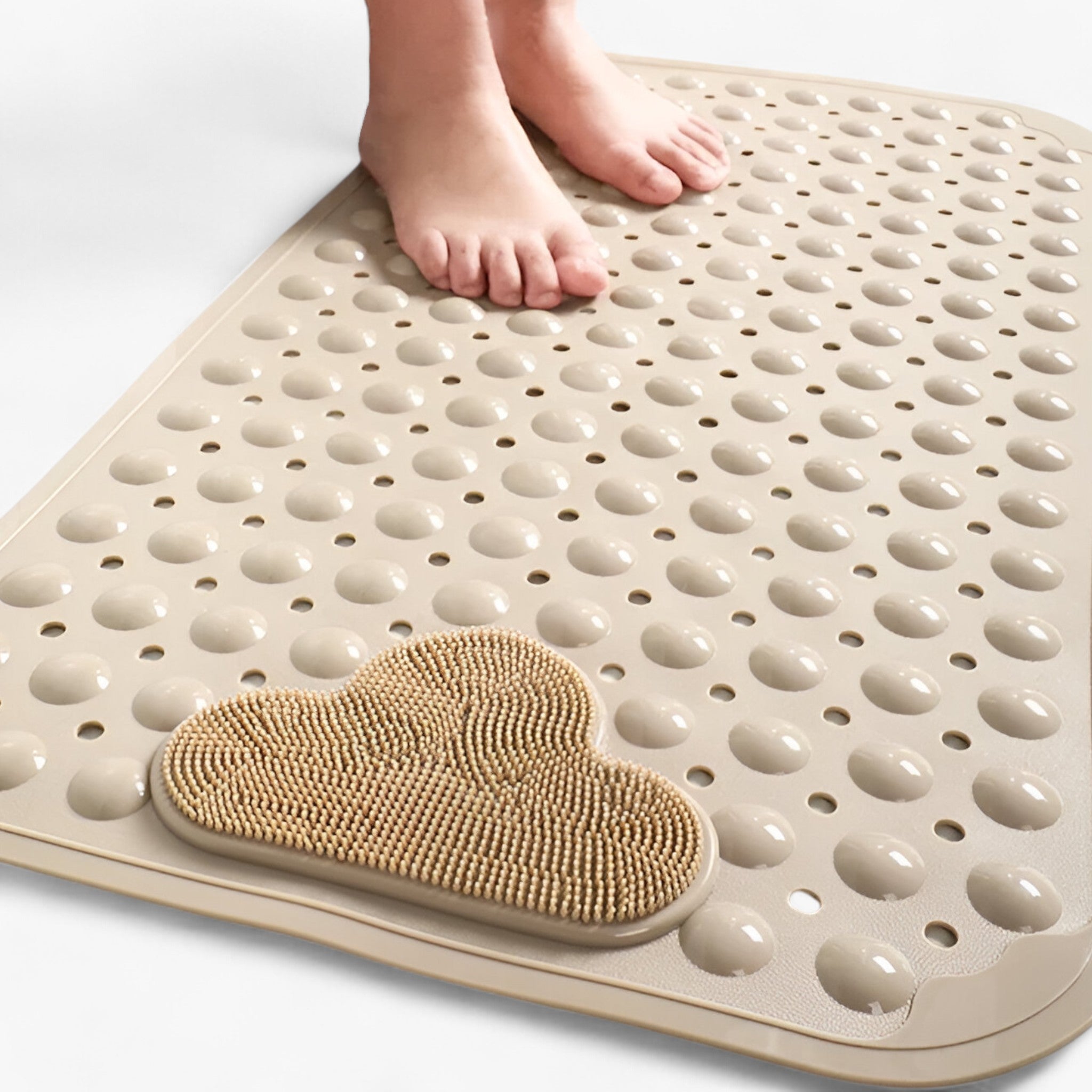 SafeStep | Rektangulær bademåtte - Blød og sikker bruseroplevelse - Khaki - house & garden - {{ product_tags }
