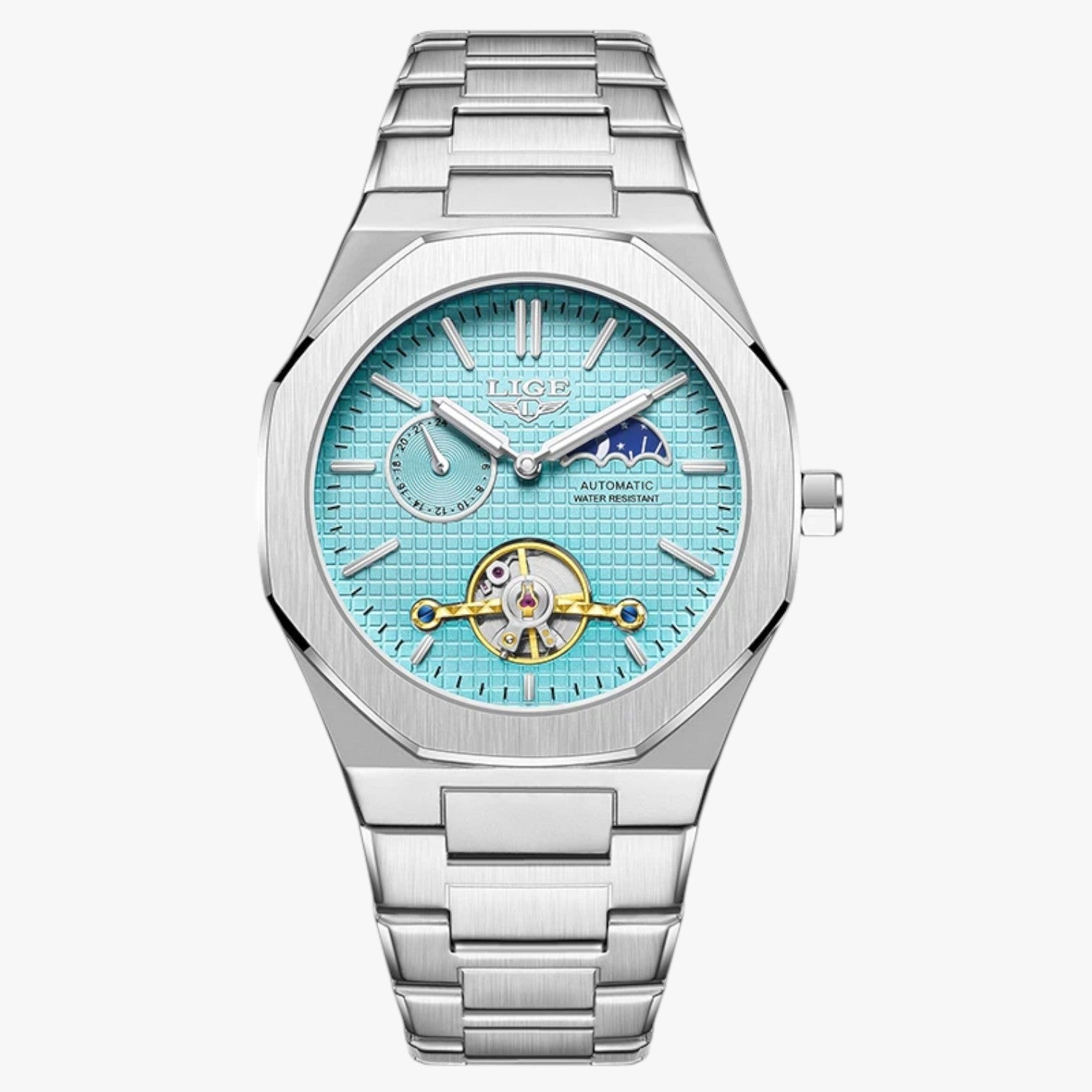 Lennox | Vandtæt luksus mekanisk ur - Blå sølv - watches - {{ product_tags }