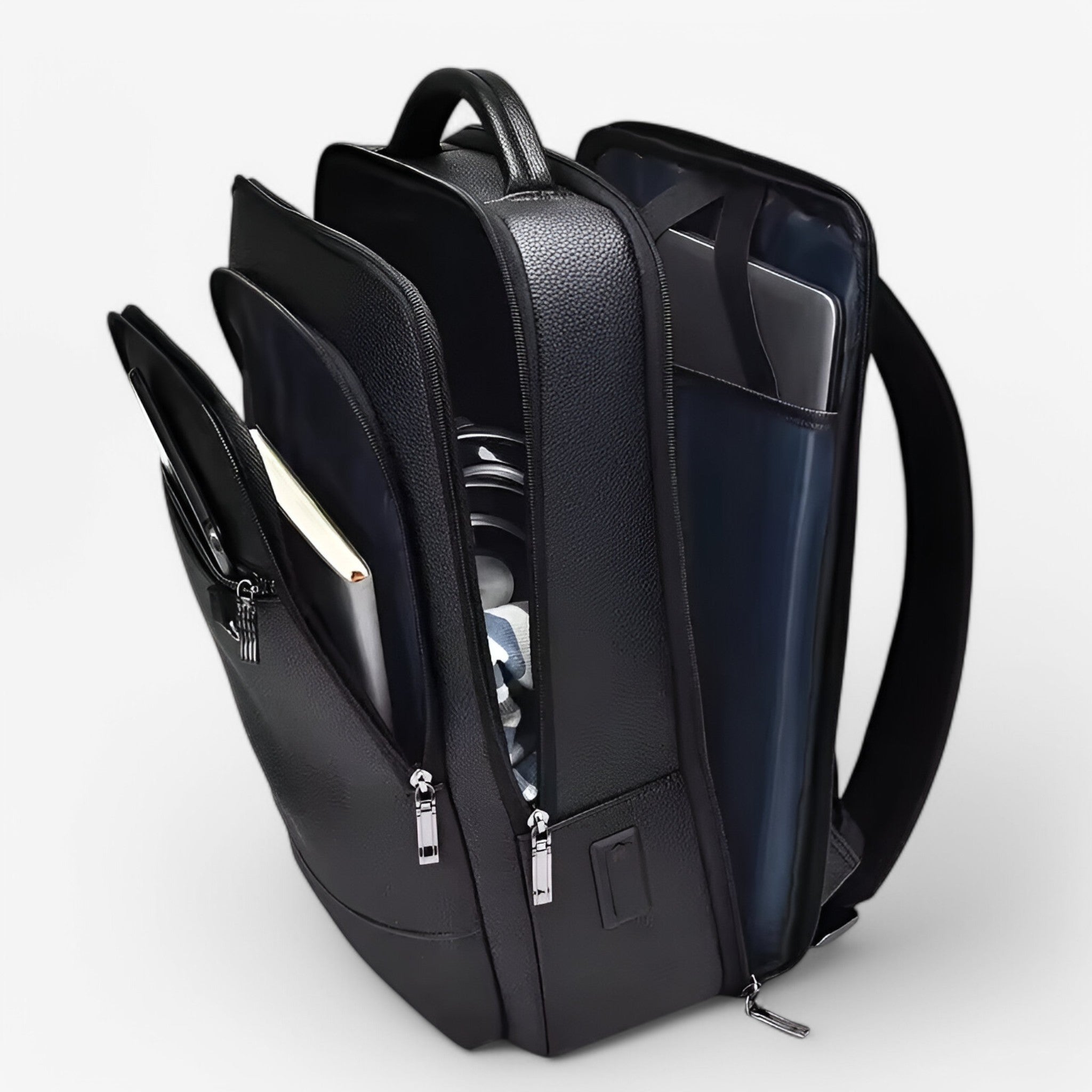 Emil | Læderrygsæk med USB - - bags - {{ product_tags }