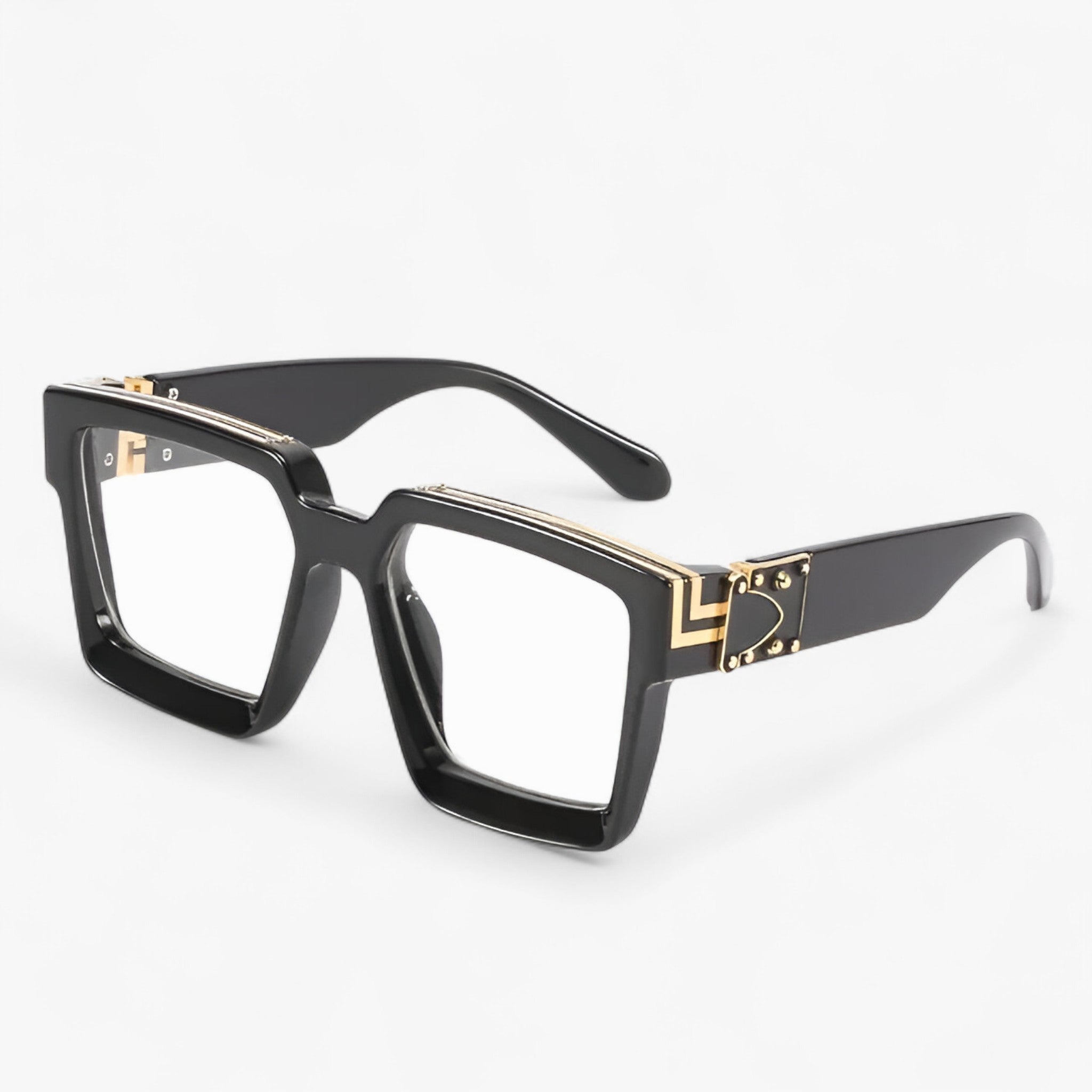 Manuel | Retro firkantet spejl solbriller til mænd - Transparent sort - men's fashion - {{ product_tags }