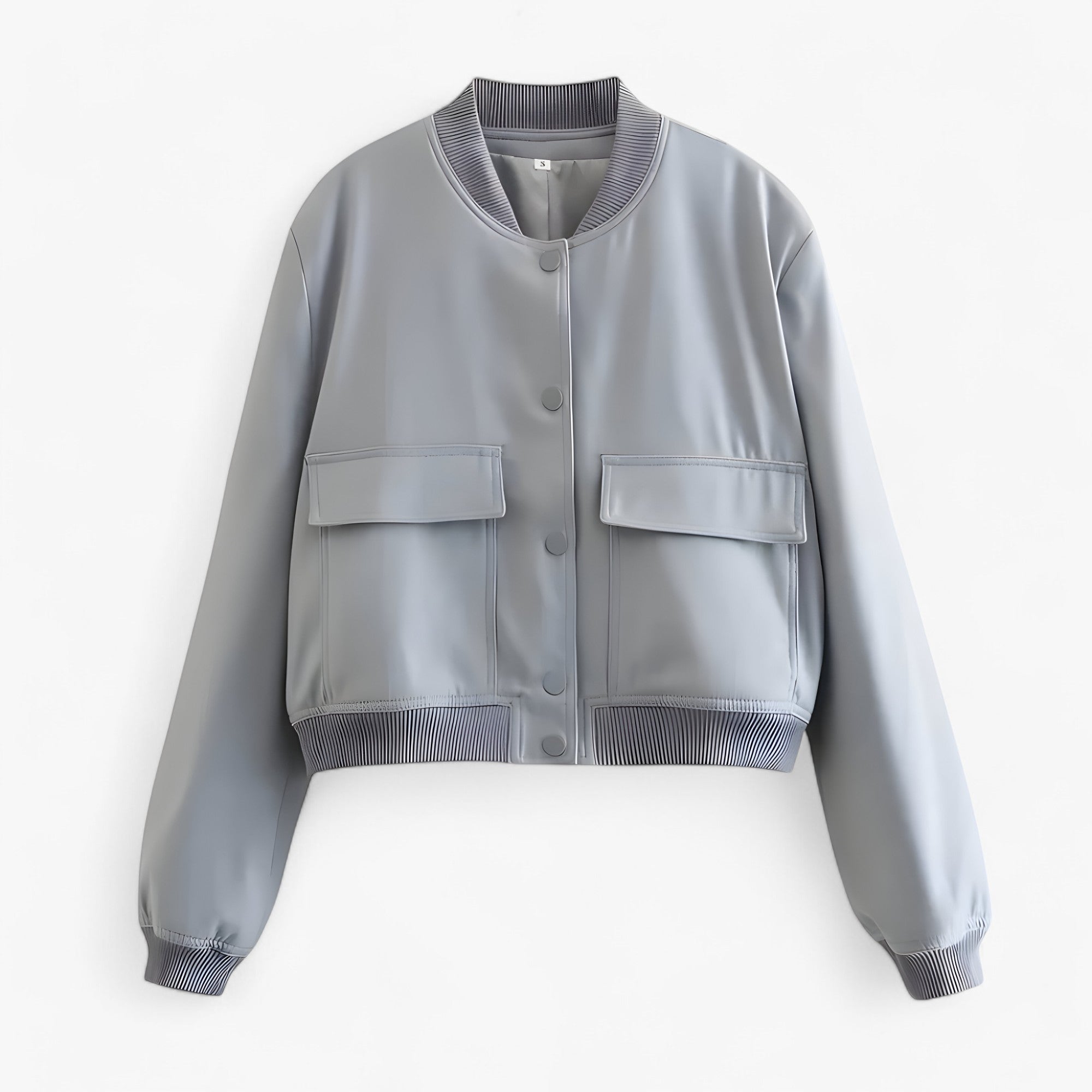 Skyler | Damernes bomberjakke – Efterår/Vinter cropped - Grå - women's fashion - {{ product_tags }