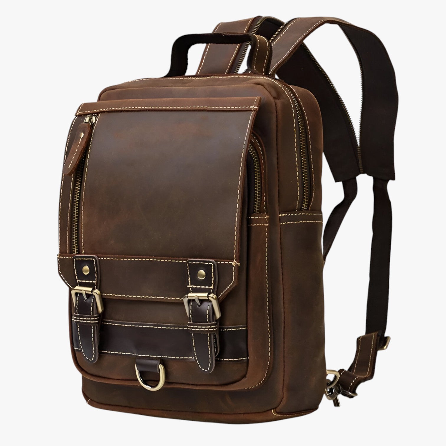 Jake | Vintage læder rygsæk med dobbelt anvendelse - - bags - {{ product_tags }