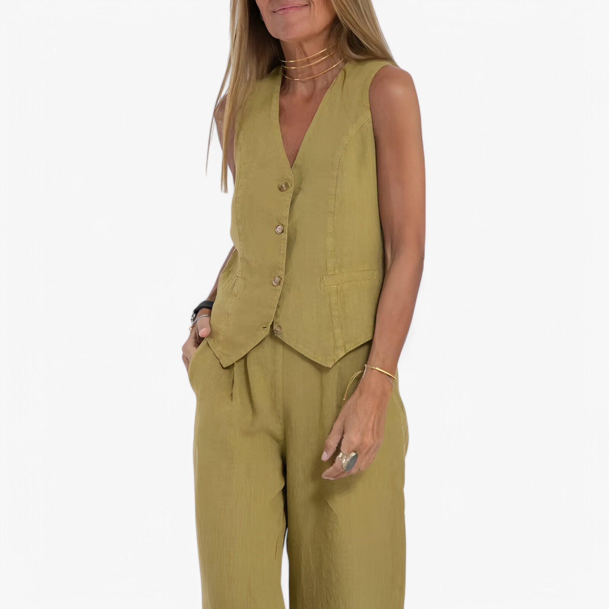 Lina | Ærmeløs vest (med gratis koordinerede bukser) - - women's fashion - {{ product_tags }