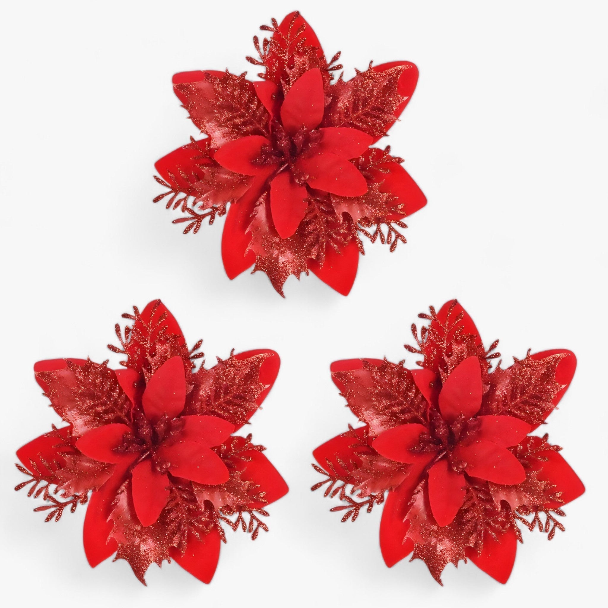 Emilie | Glitrende julblomster – Giv din dekoration et dekorativt touch - Rød - christmas - {{ product_tags }