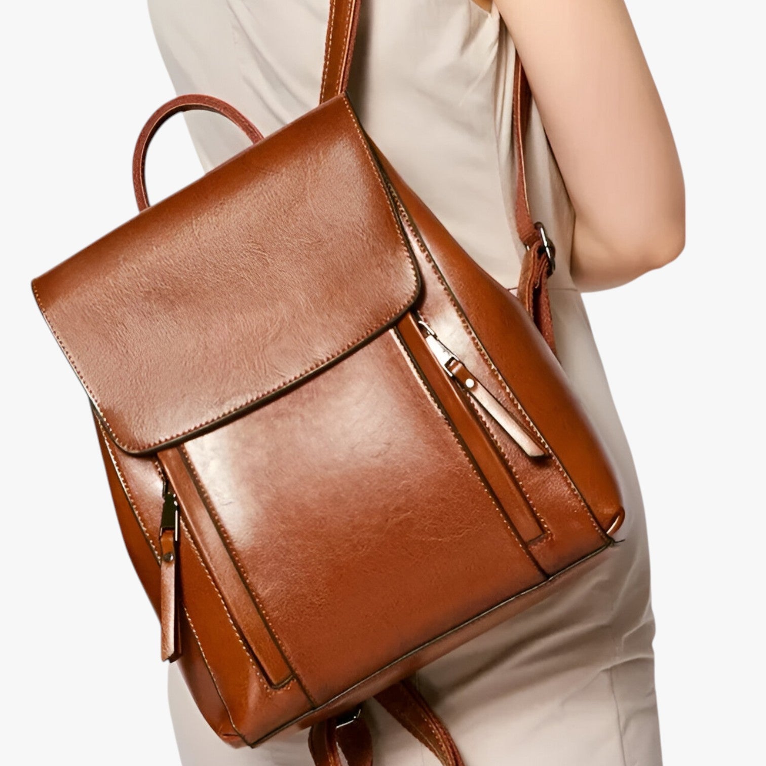 Rylee | Elegant Læderrygsæk til Skole og Arbejde - - bags - {{ product_tags }