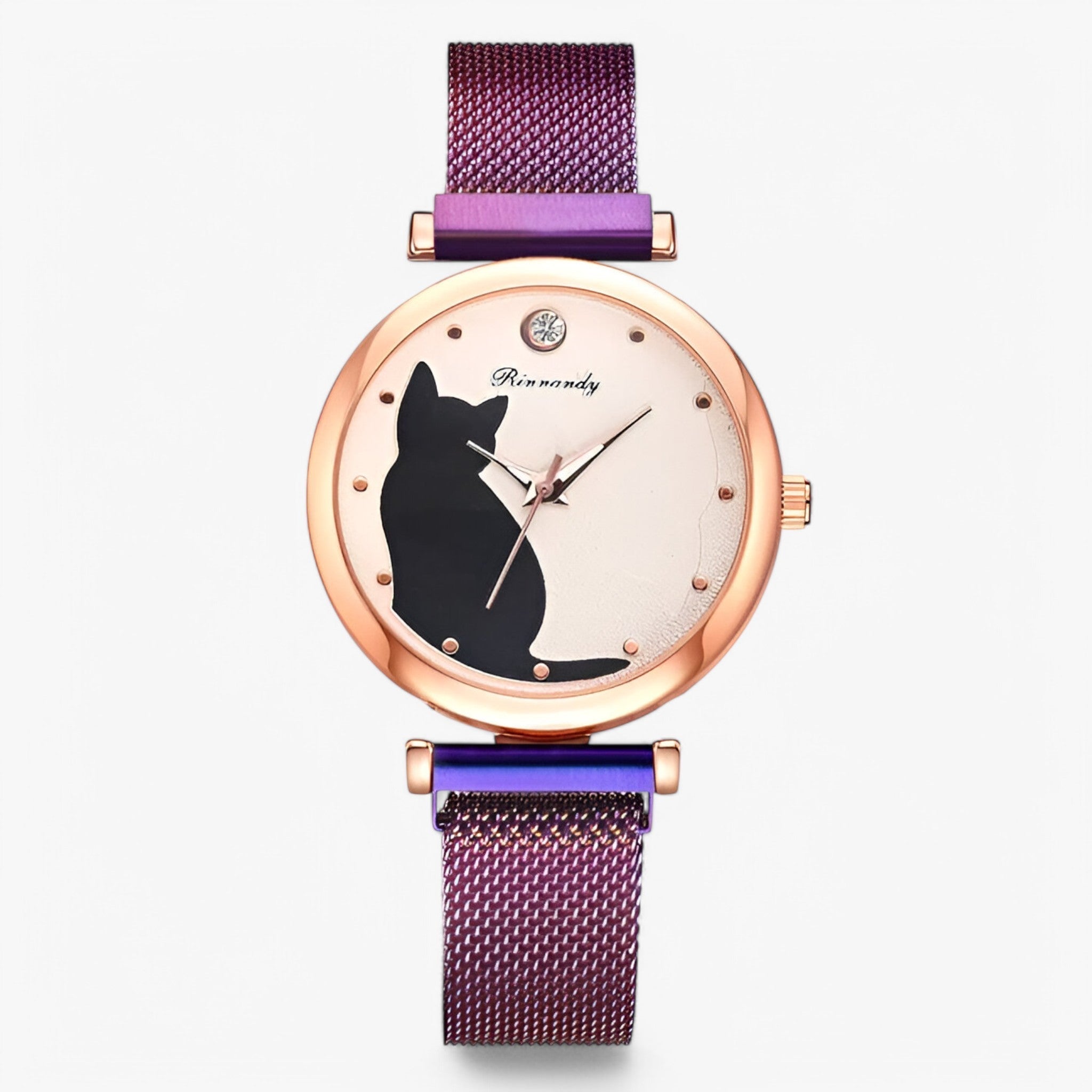 Skylar | Dameur med Cat Dial og Mesh-rem - Lilla - watches - {{ product_tags }