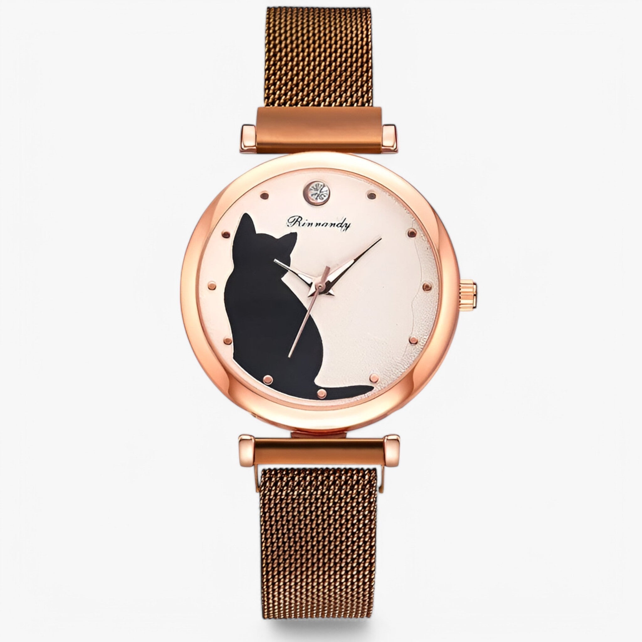 Skylar | Dameur med Cat Dial og Mesh-rem - Brun - watches - {{ product_tags }
