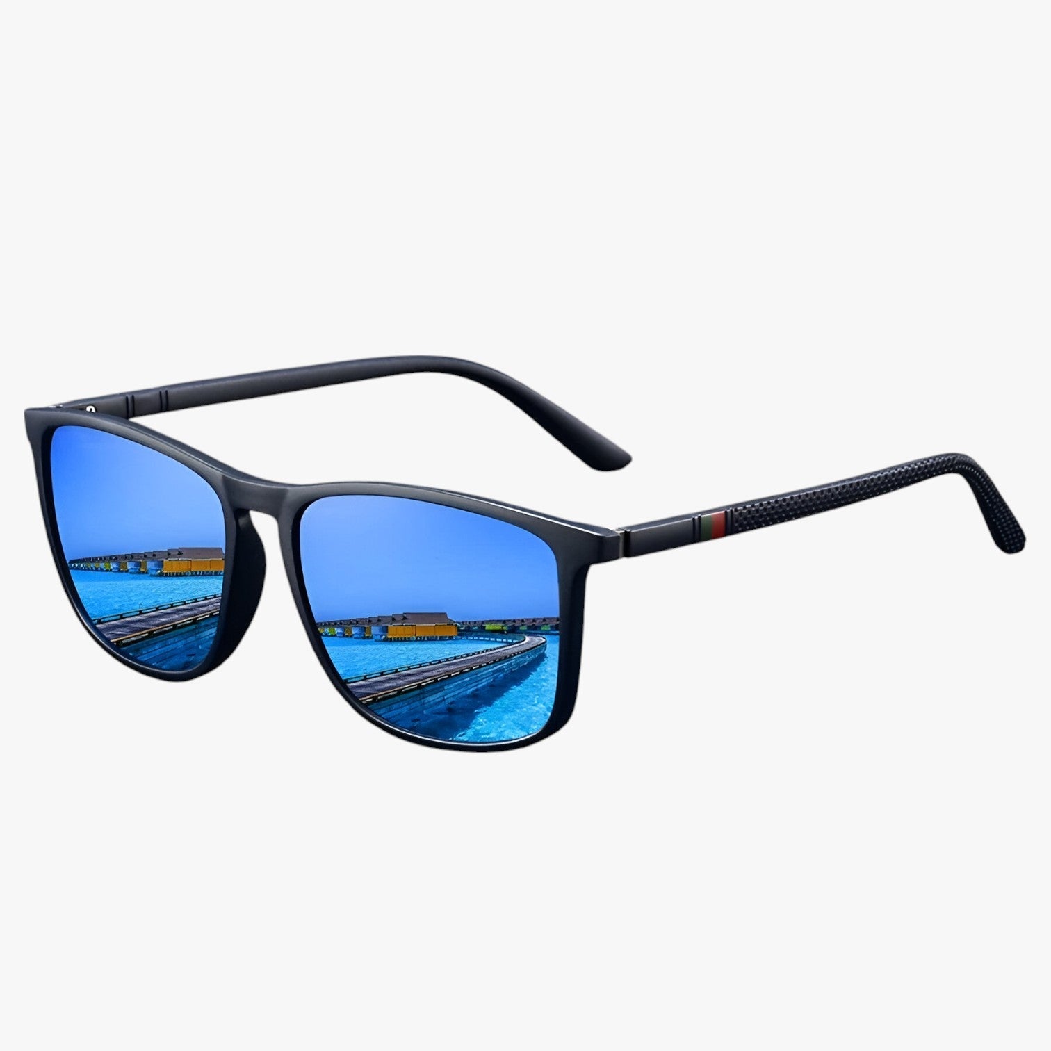 Jasper | Vintage stribede polariserede solbriller - Spejl Blå Is - men's fashion - {{ product_tags }