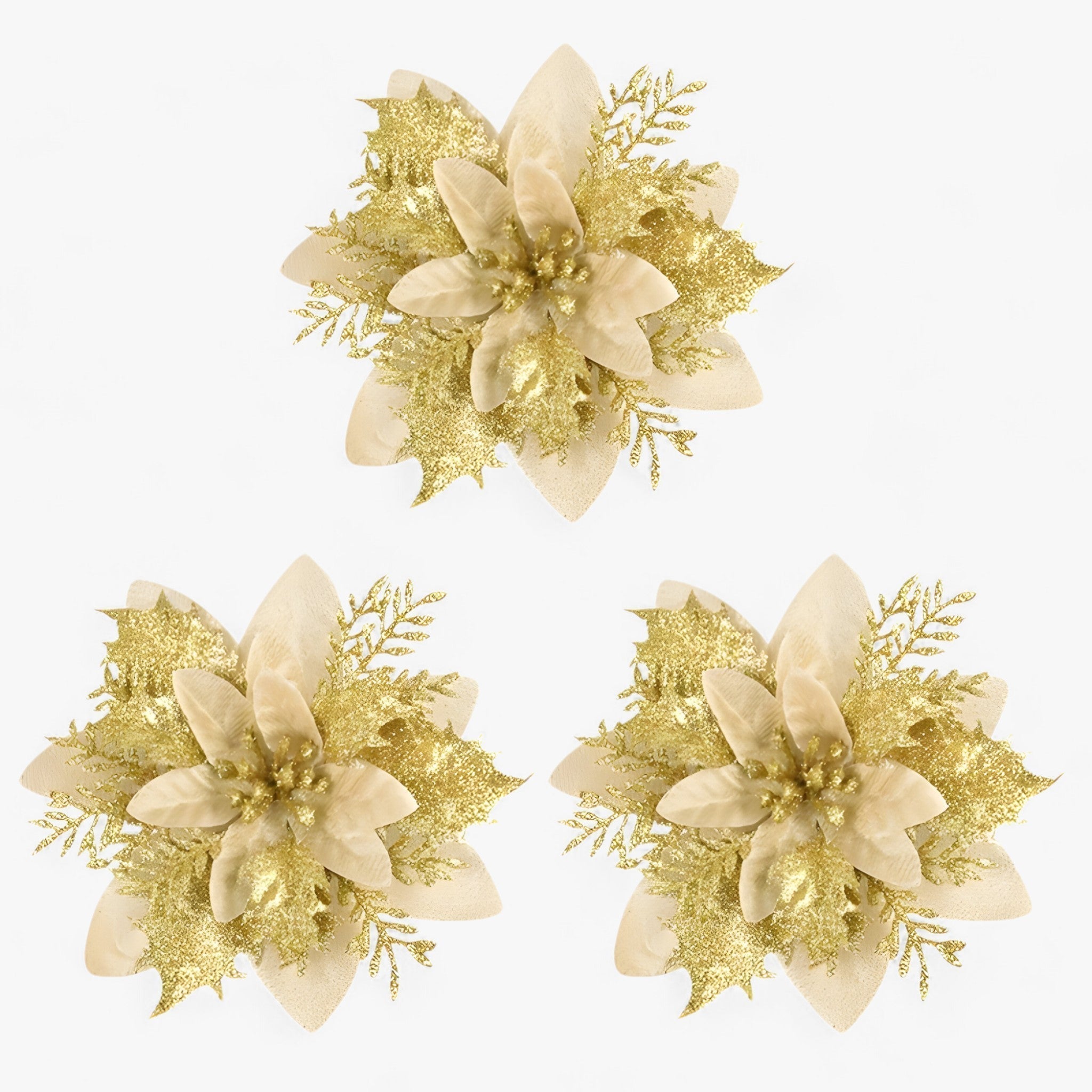Emilie | Glitrende julblomster – Giv din dekoration et dekorativt touch - Gylden - christmas - {{ product_tags }