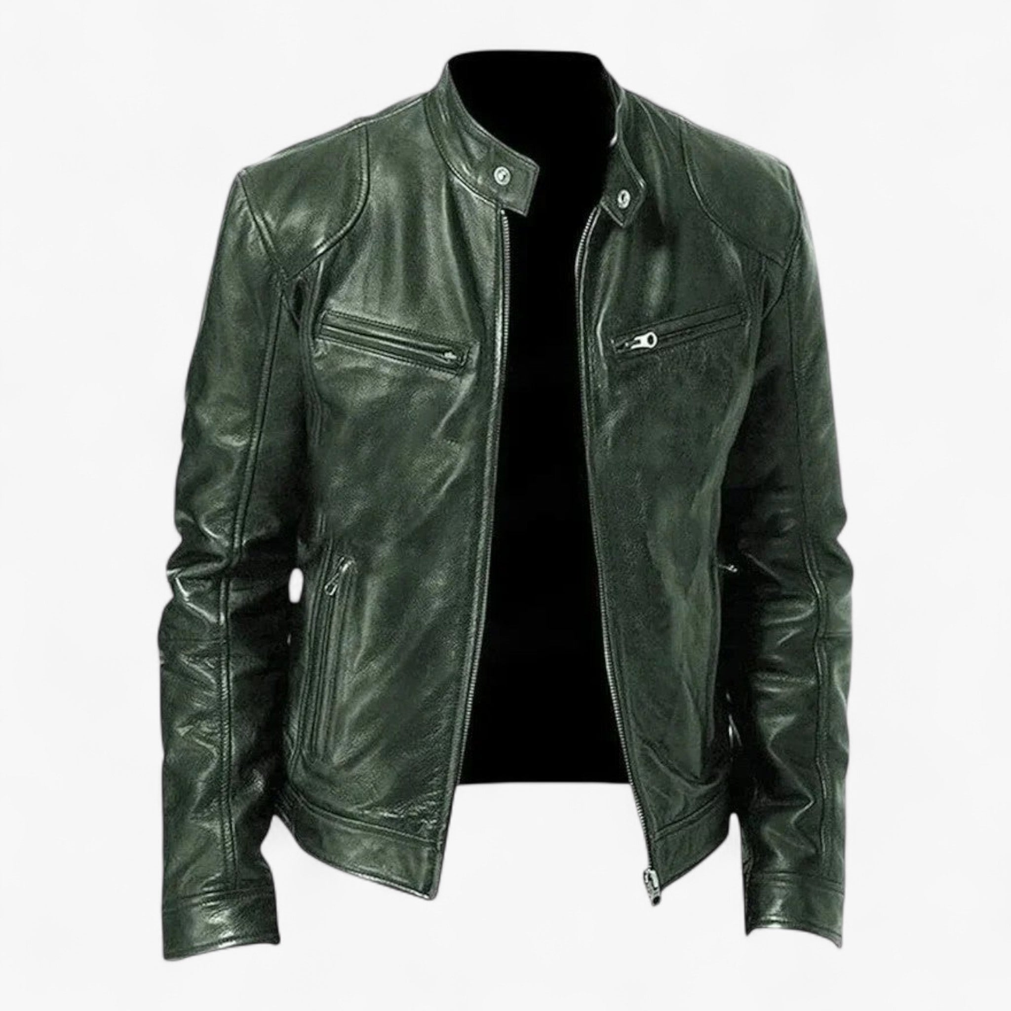 Darren | Casual Læderjakke - Militærgrøn - men's fashion - {{ product_tags }