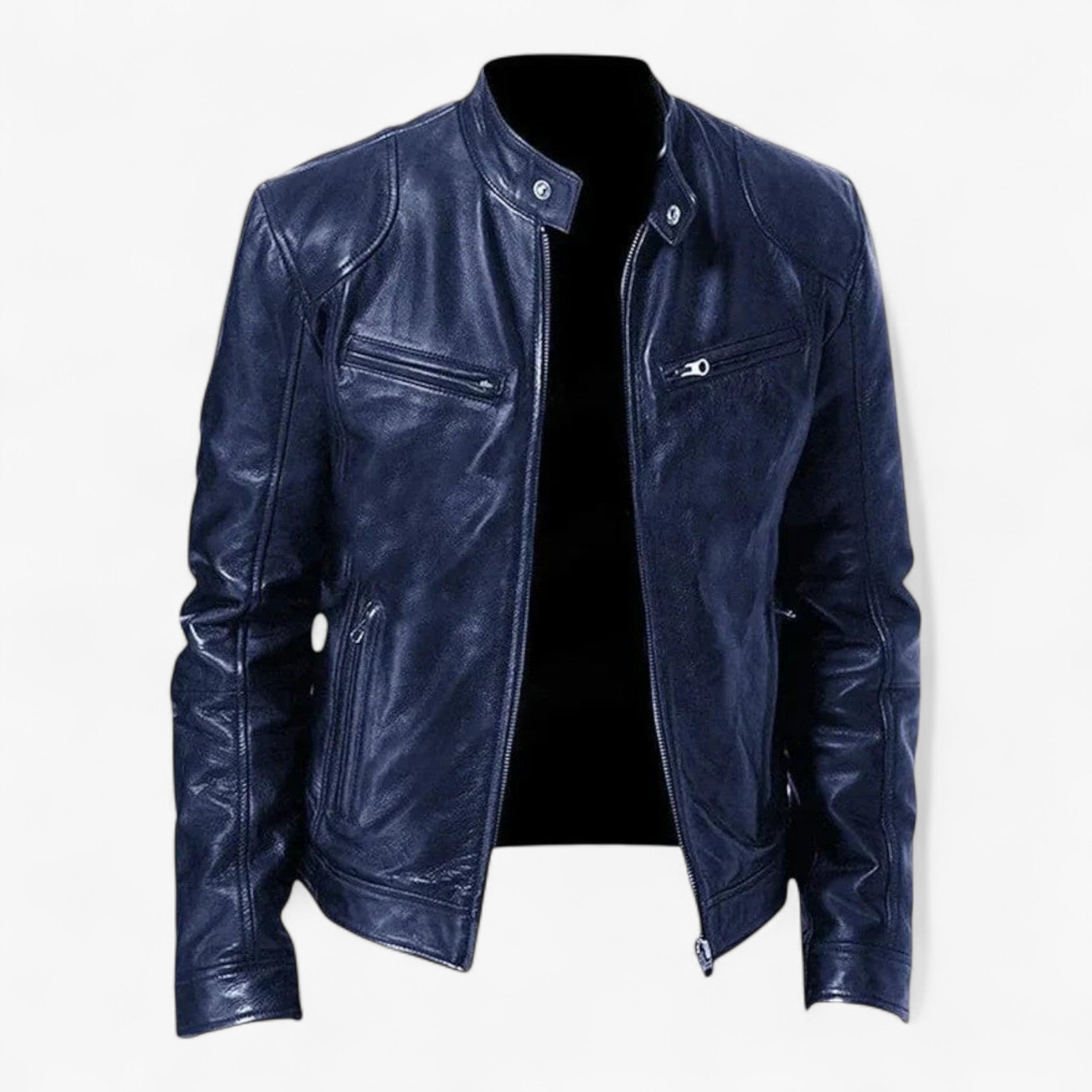 Darren | Casual Læderjakke - Mørkeblå - men's fashion - {{ product_tags }