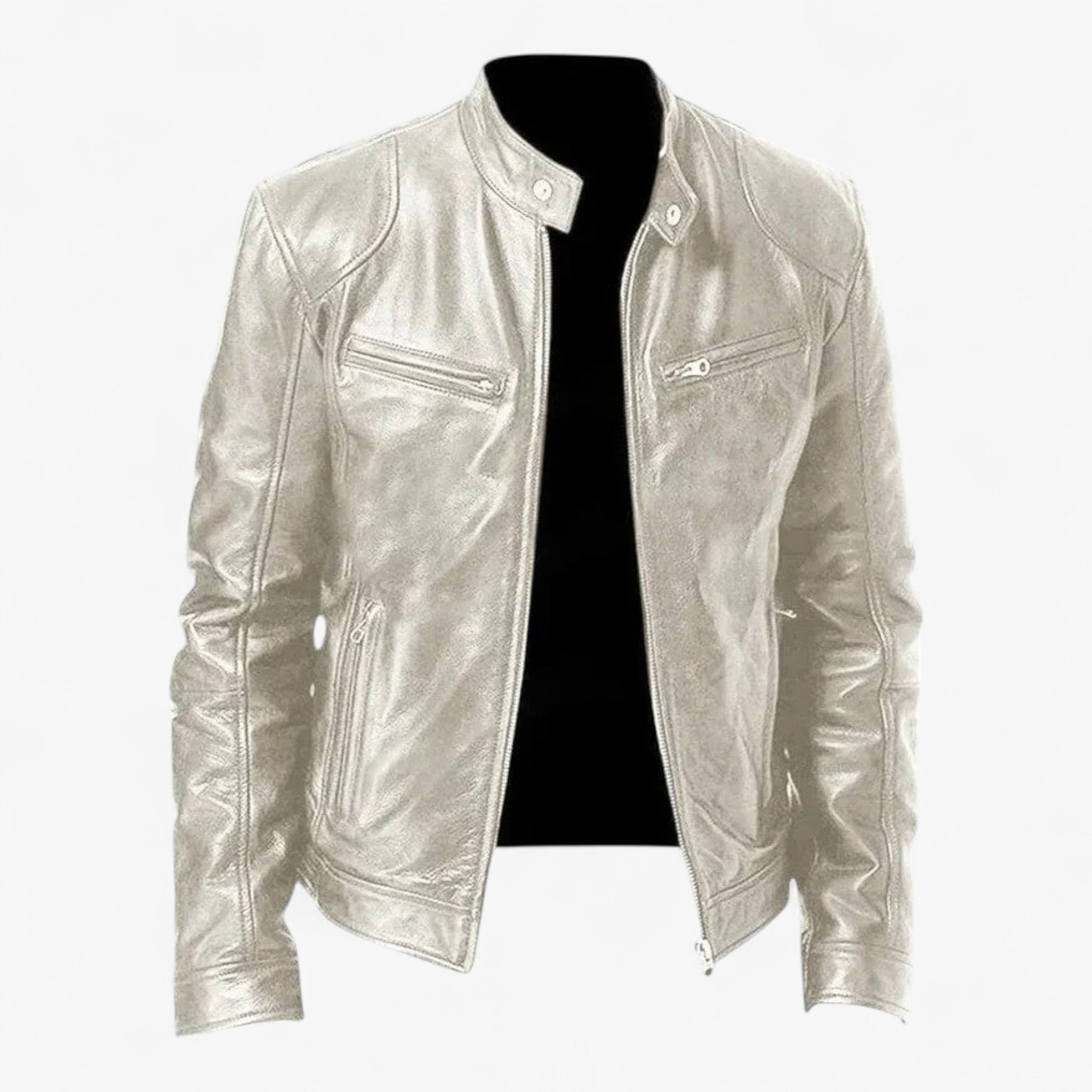 Darren | Casual Læderjakke - Sølv - men's fashion - {{ product_tags }