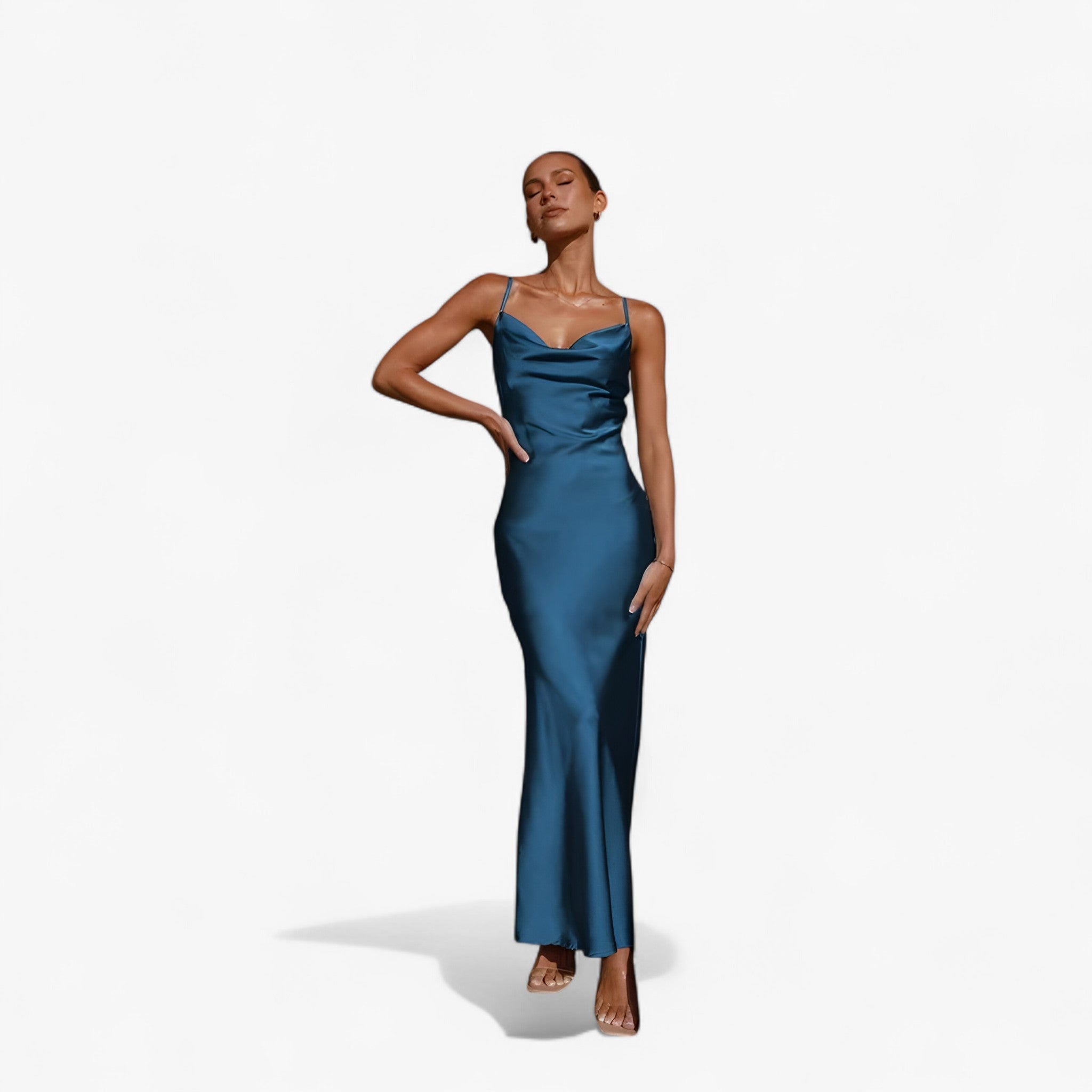 Dianne | Lang kjole i silke - Blå - women's fashion - {{ product_tags }