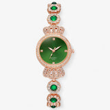 Nadine | Elegant women's watch with stones and green strap