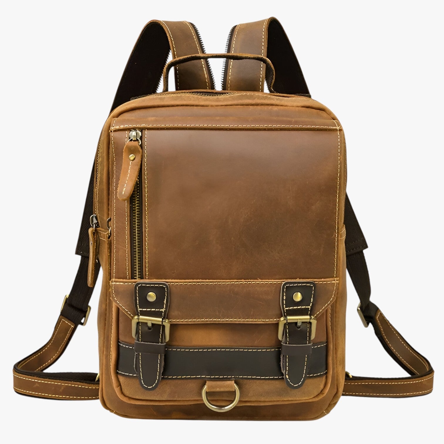 Jake | Vintage læder rygsæk med dobbelt anvendelse - 1038-rødbrun - bags - {{ product_tags }