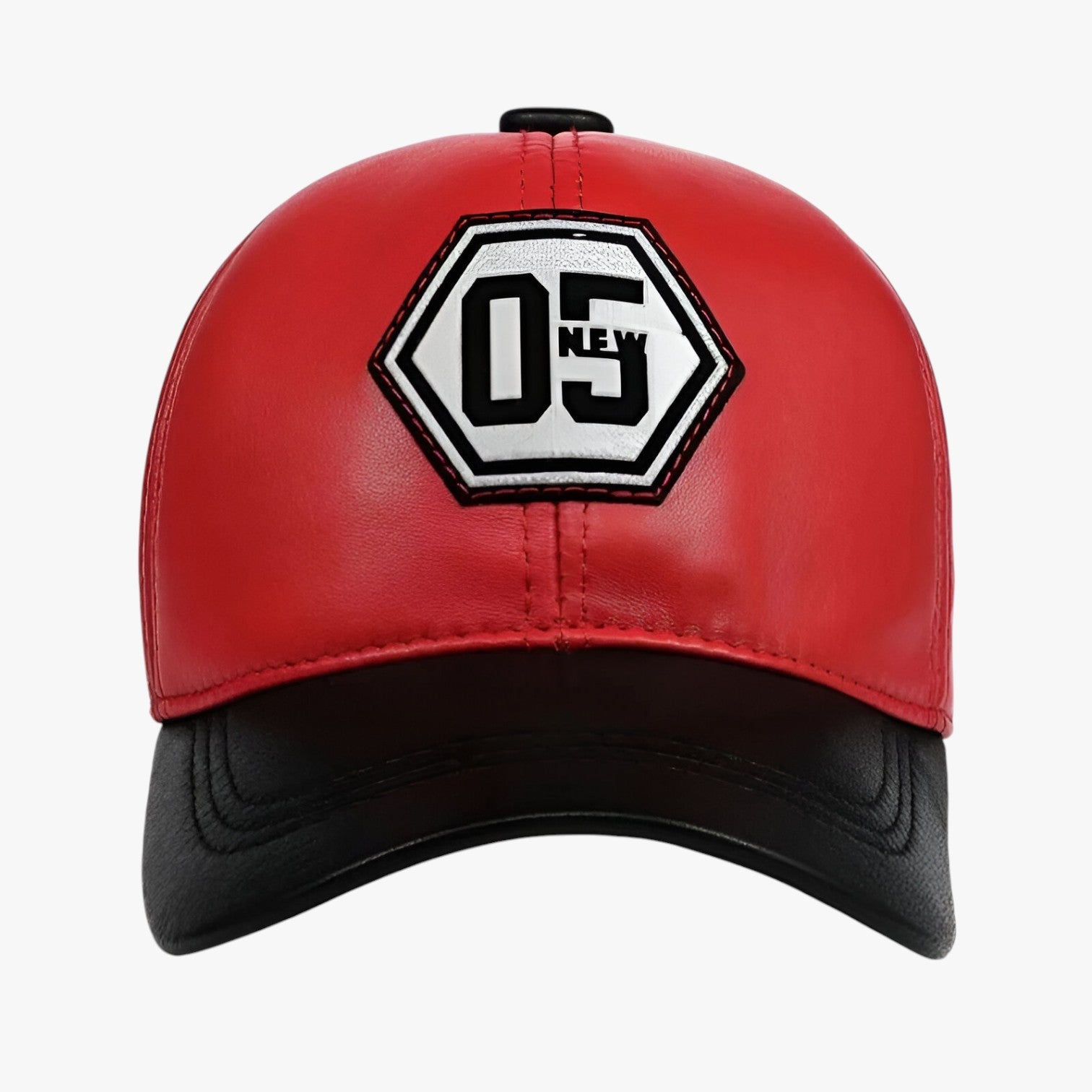 Alessandro | Rød læderhat – Solbeskyttelse med broderet design - - men's fashion - {{ product_tags }
