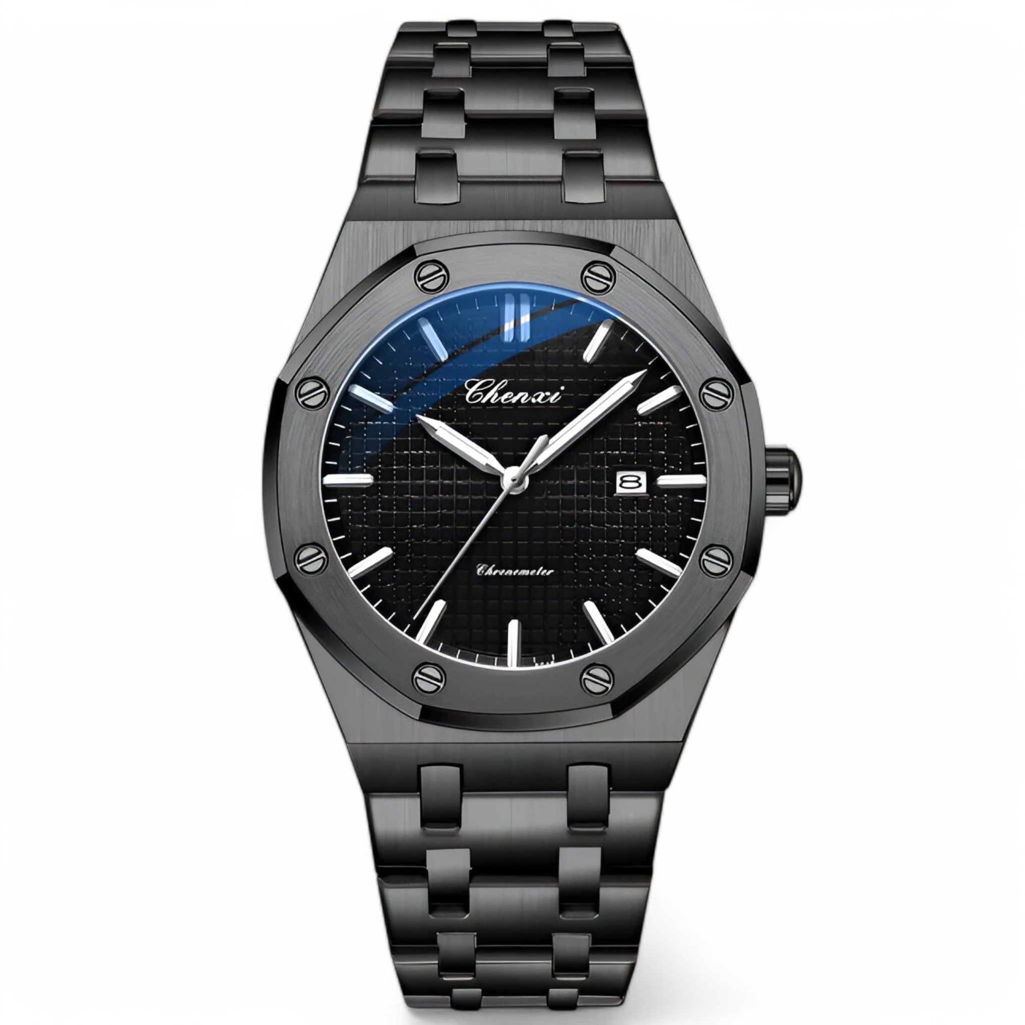 Caleb | Tidløst Elegant Guld Quartz Ur - Helt sort - watches - {{ product_tags }