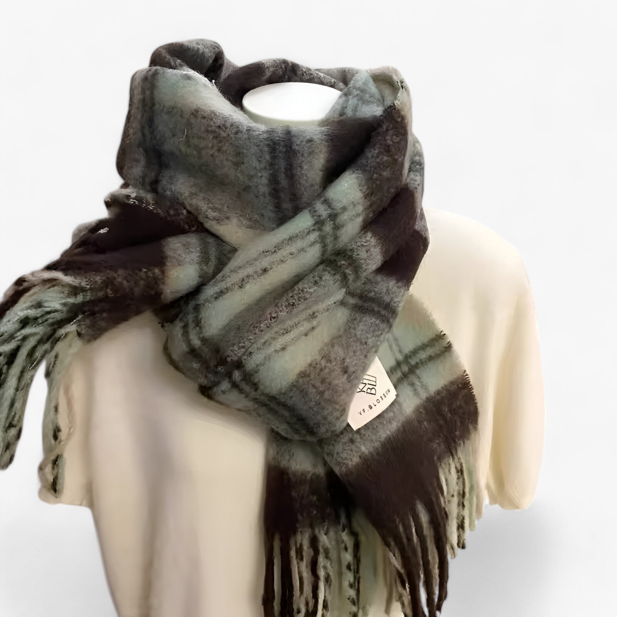 Liv | Varme Mohair Tjekket Sjal – Stilig & Komfortabel - - winter - {{ product_tags }