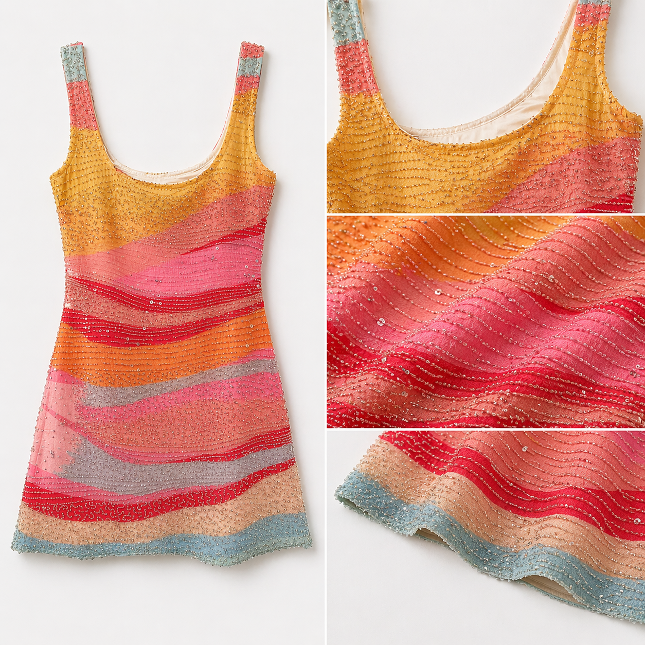 Beate | Sabrina Farve-Pop Square-Neck Mini Kjole