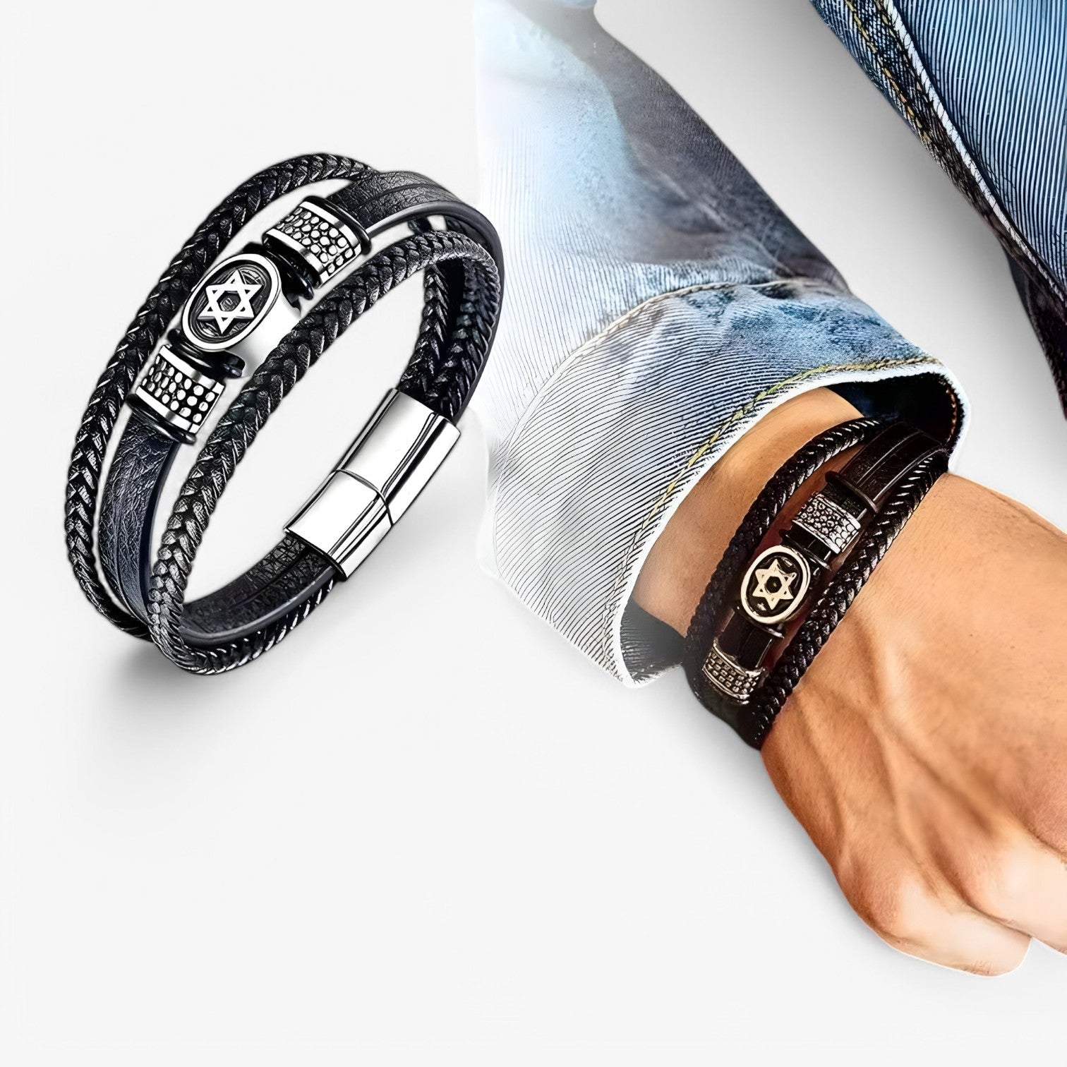 David | Stilig Flerlags Læderarmbånd med Magnetlukning - - watches - {{ product_tags }