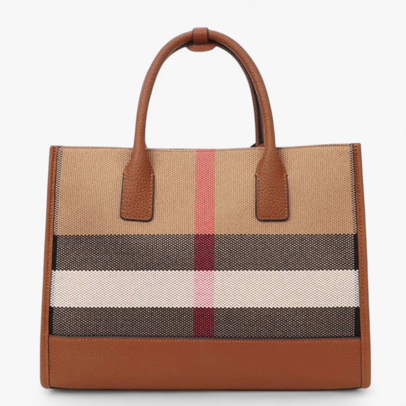 Stella | Stilfuld Ternet Lærred Håndtaske – Rummelig & Alsidig - Karamel - bags - {{ product_tags }