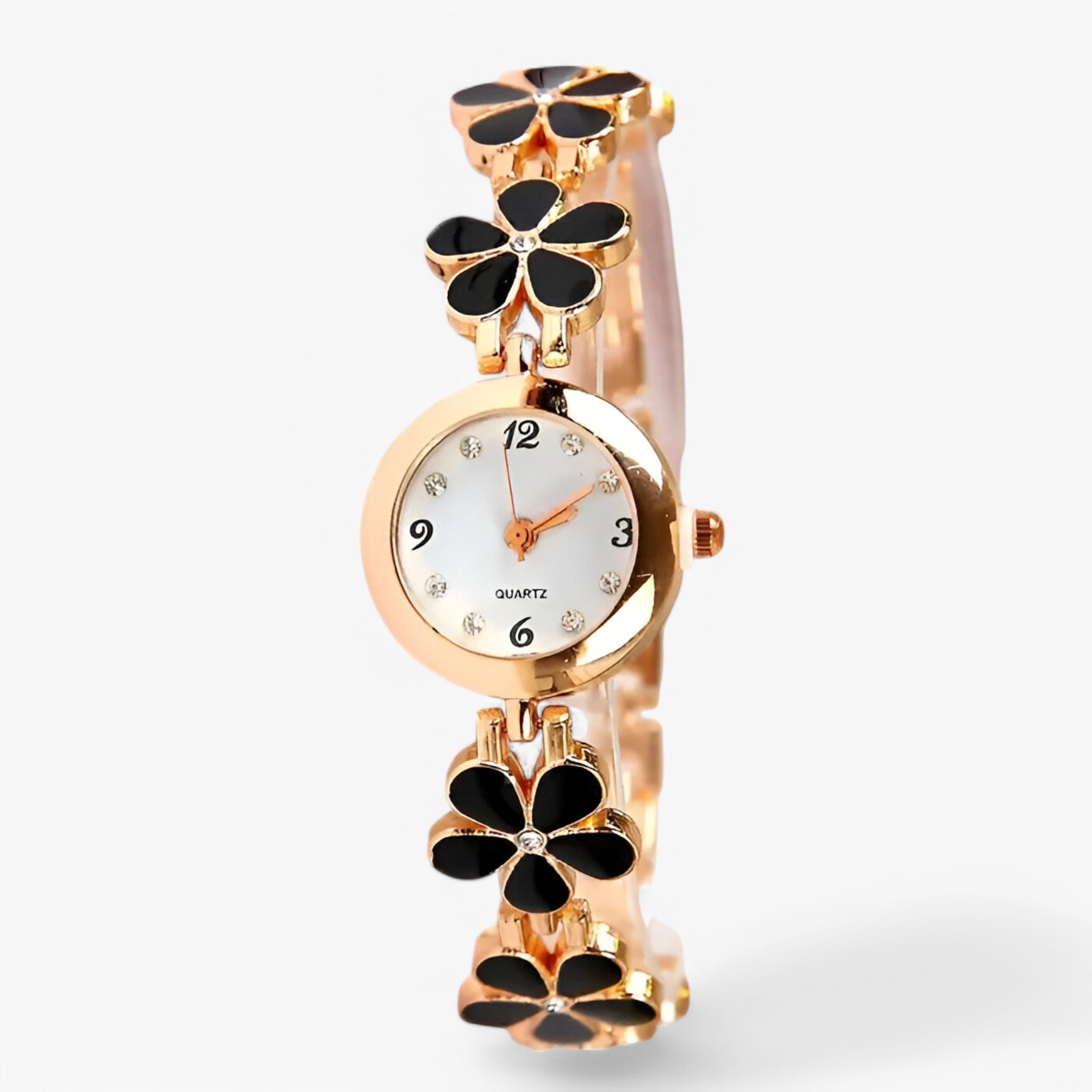 Juliette | Blomster og småkager analogt kvarts armbåndsur til kvinder - Sort - watches - {{ product_tags }