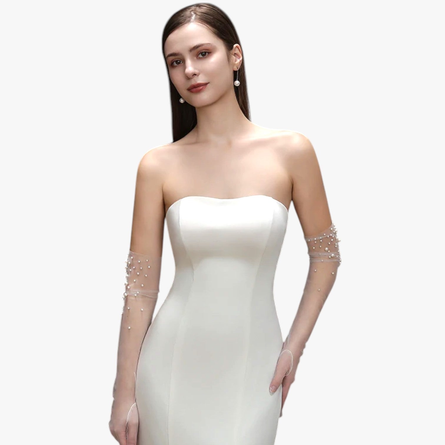 Vivian | Elegante brudesatinshandsker i tyl med fint perlebroderi Lang og let - - Vivian | Elegante brudesatinshandsker i tyl med fint perlebroderi Lang og let - €25 - {{ product_tags }
