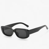 Nico | Unisex Retro Rectangular Sunglasses with Black Lenses