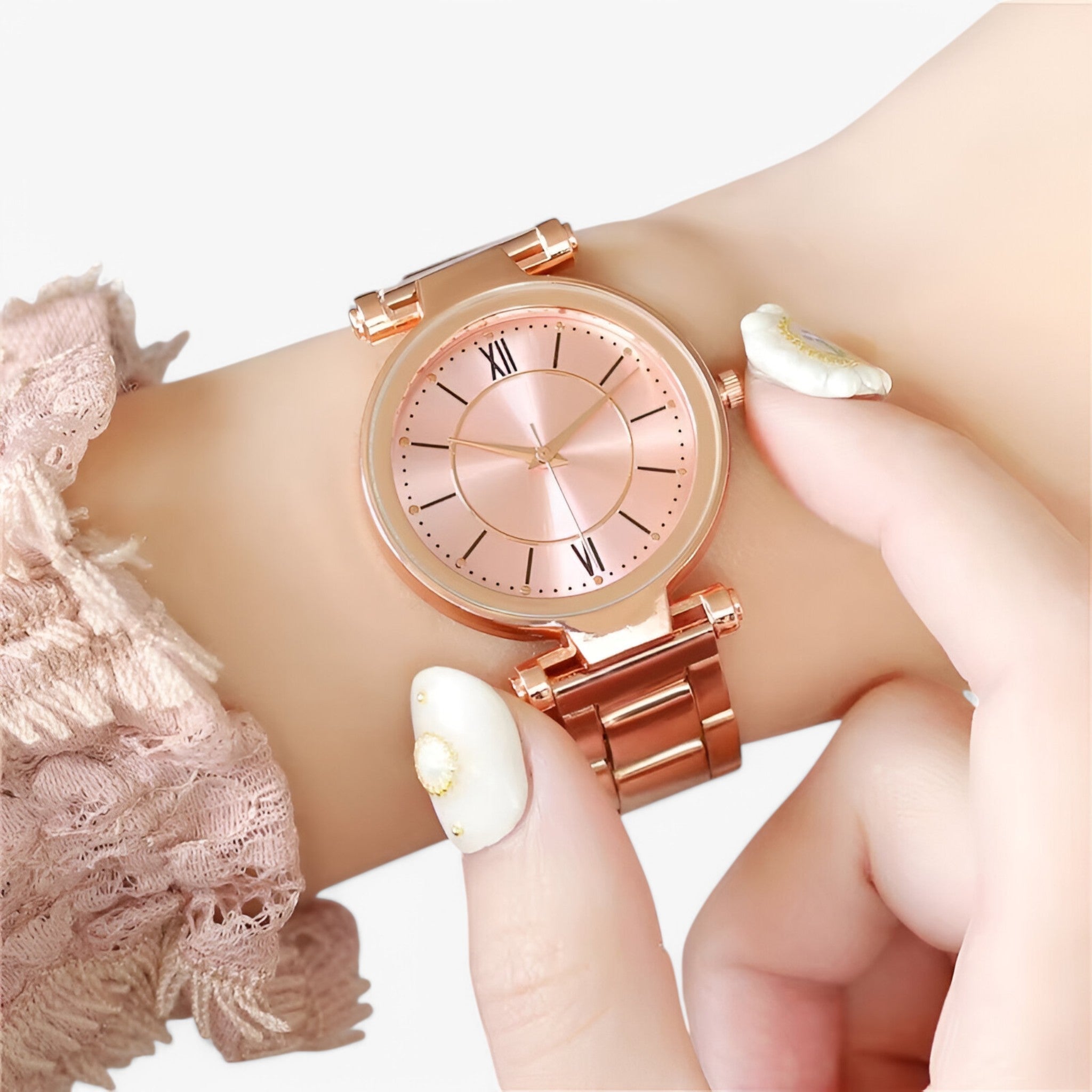 Claudia | Klassisk rosa stålur - - watches - {{ product_tags }