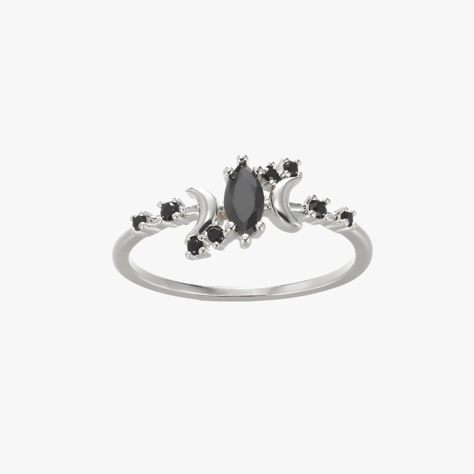 Irene | Sorte Maanring – Stilfuld, Bæredygtig & Fyldt med Symbolik - Sølv 7 - watches - {{ product_tags }