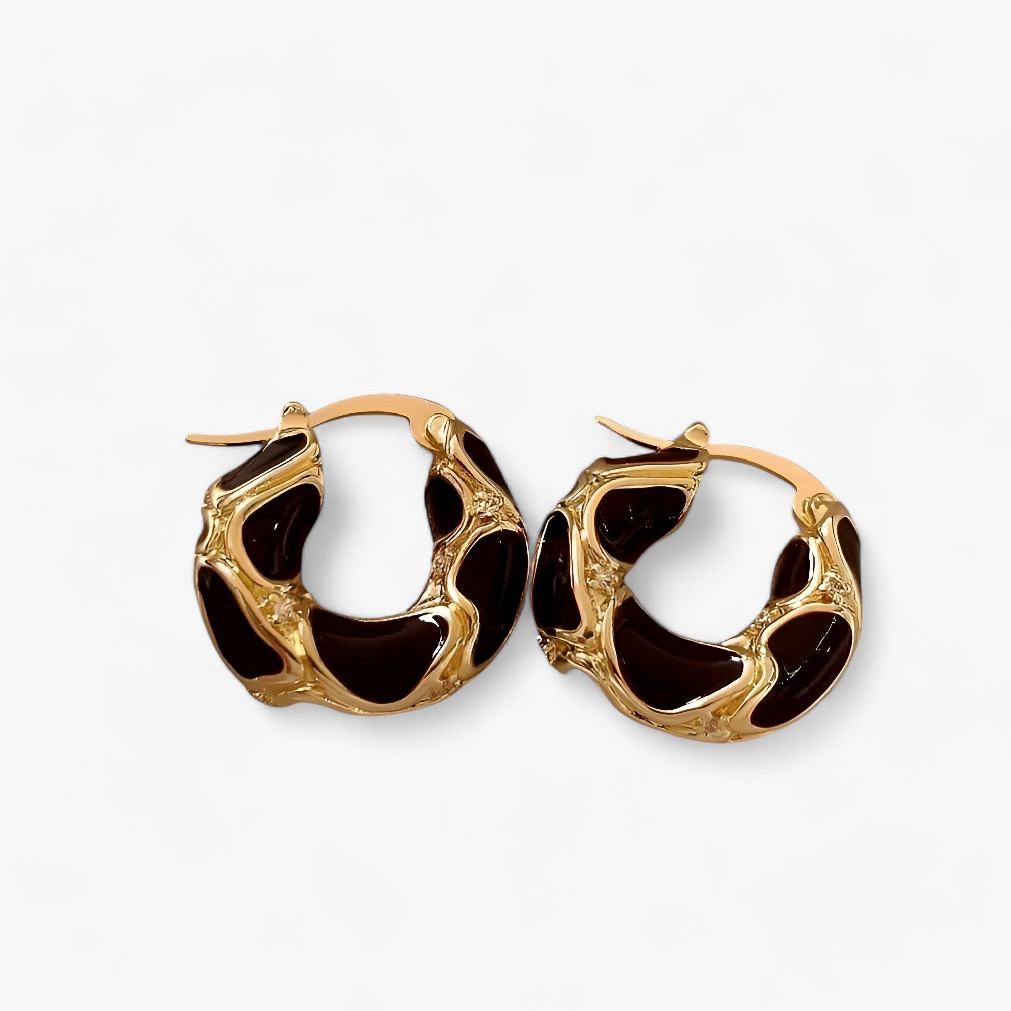 Micah| Vintage emalje øreringe Hoops – Trendy luksus - Mørk MULTI - women's fashion - {{ product_tags }