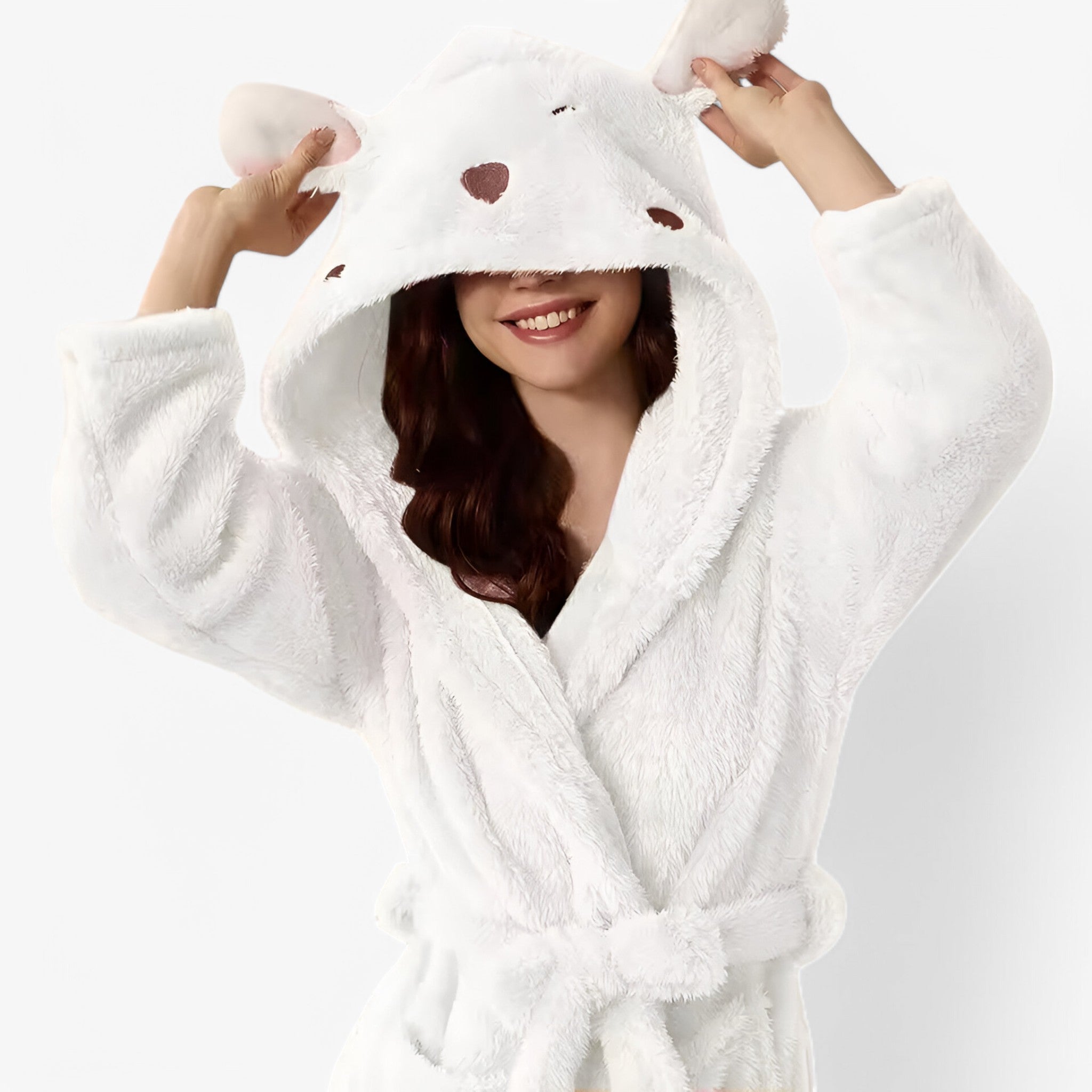 Luna | Søde Kaninøre Flannel Badekåbe - - women's fashion - {{ product_tags }