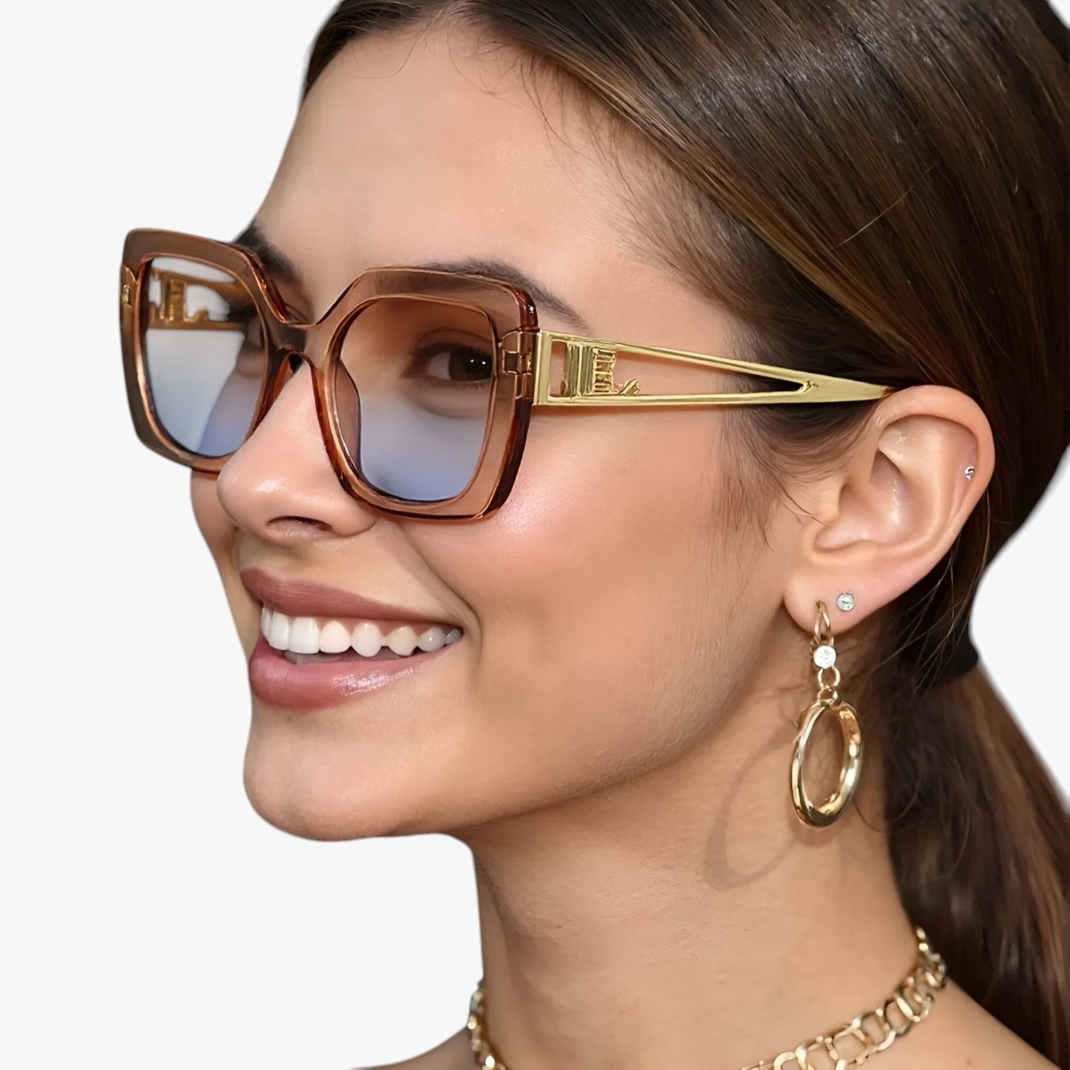 Ensley | Vintage solbrille med gennemsigtigt stel og luksuriøse gradient linser - - watches - {{ product_tags }
