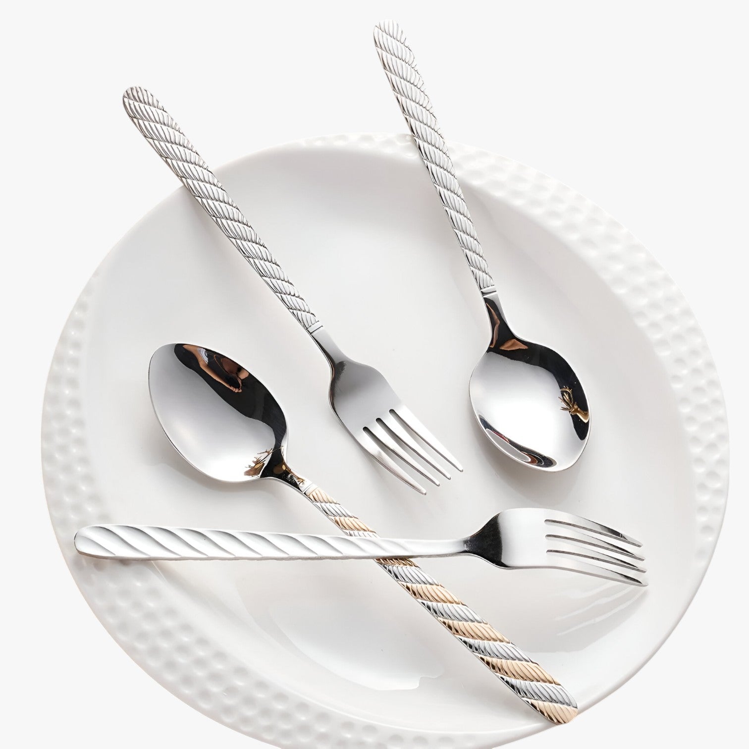 Haley | Sæt af vævede bestik i rustfrit stål - - house & garden - {{ product_tags }