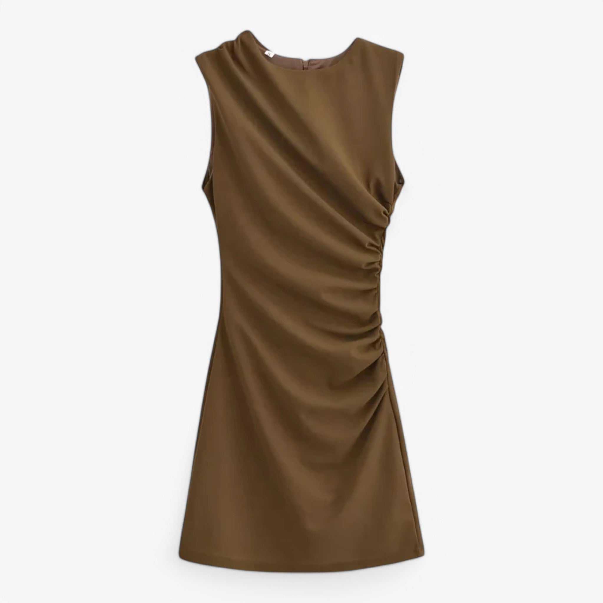 Evelyn | Rynket kjole - Sofistikeret og moderigtig - Brun - women's fashion - {{ product_tags }