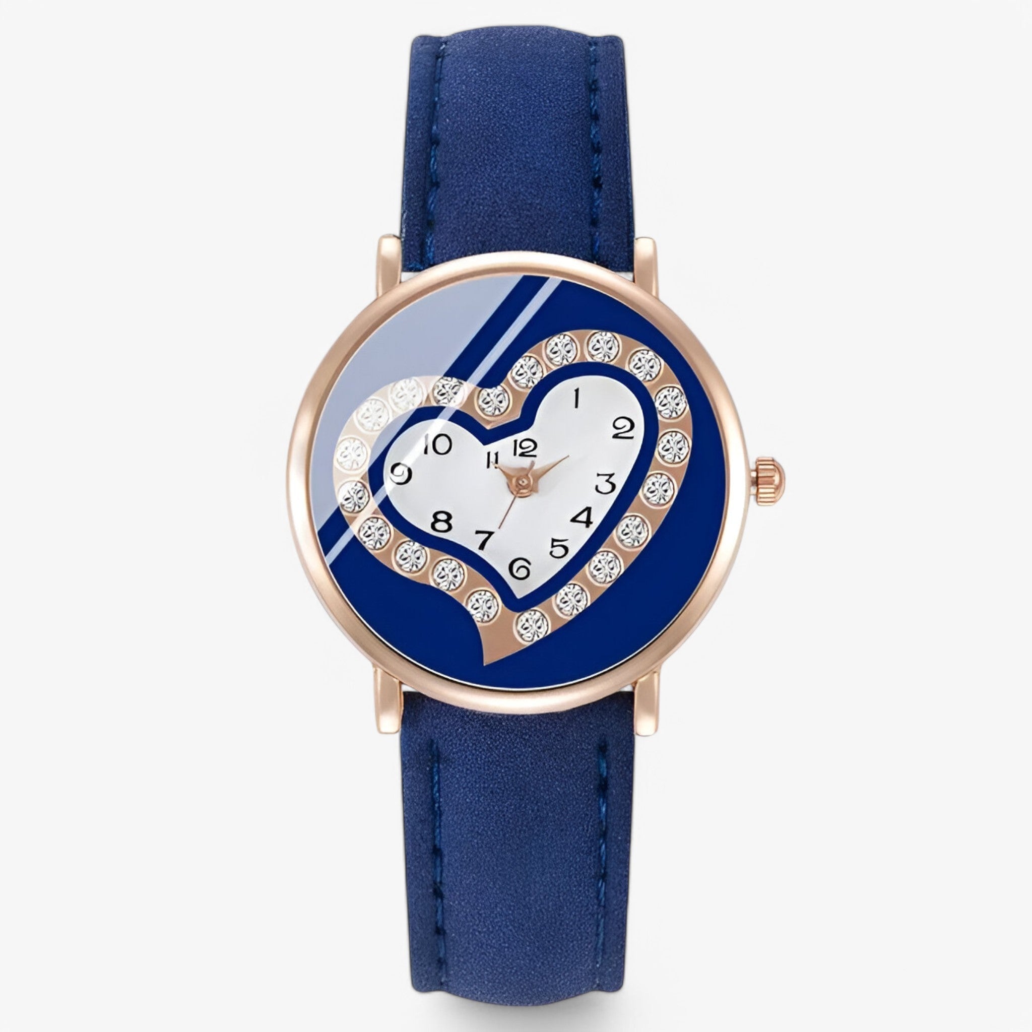 Alina | Dameur med læderrem og elegant analogt design - Blå - watches - {{ product_tags }