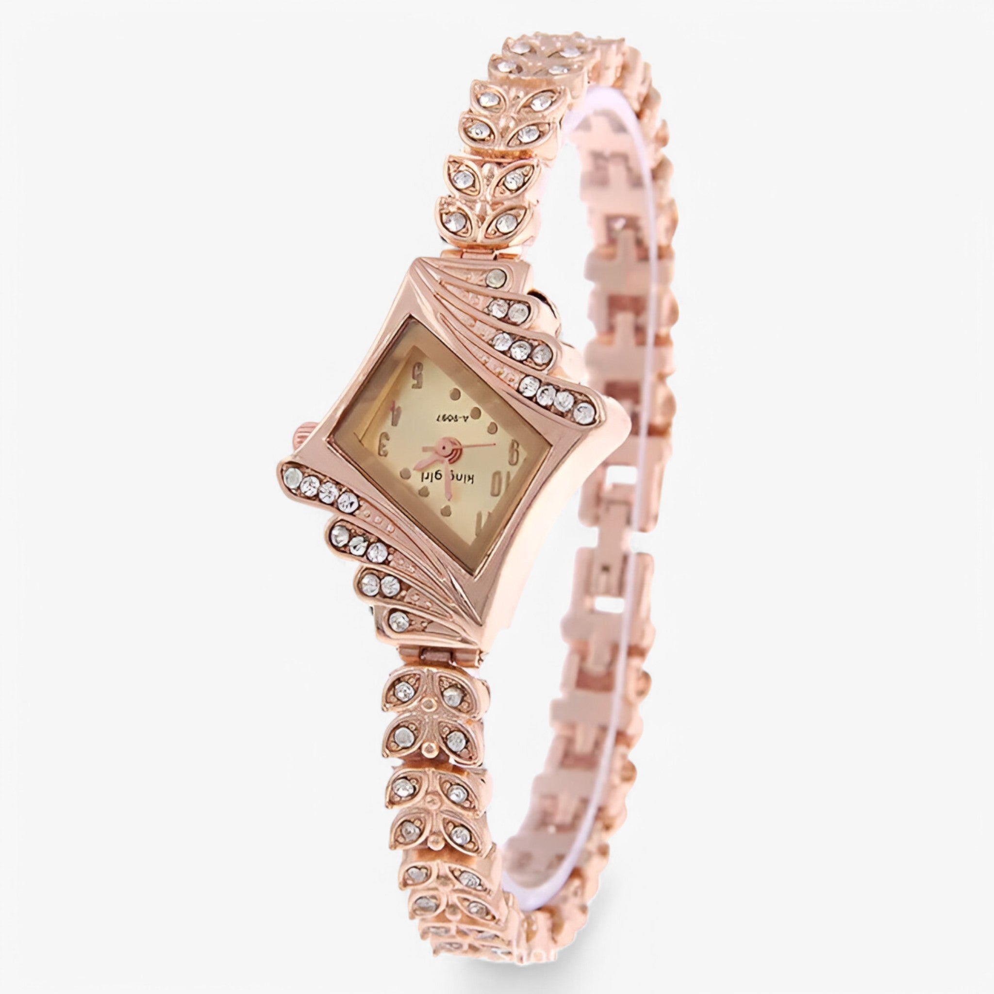 Allegra | Kvarts dameur med krystaller og diamantlænke - rosa guld - watches - {{ product_tags }