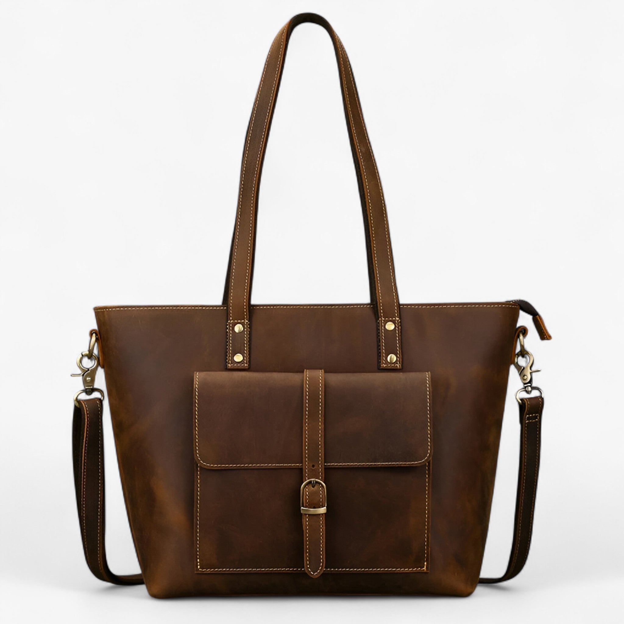 Elegant Echte Læder Tote Taske til Kvinder – Rummelig & Letvægtsdesign - - bags - {{ product_tags }