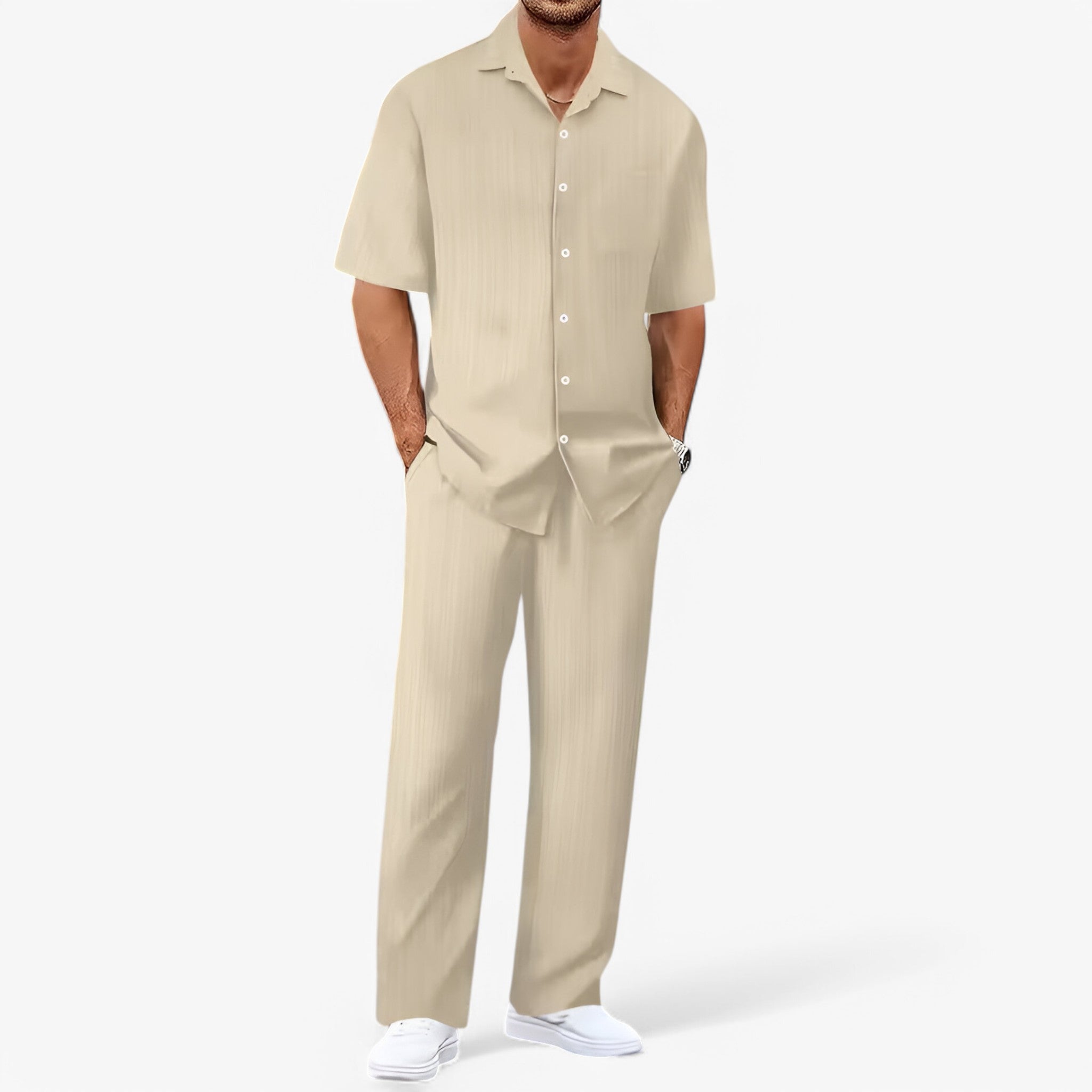 Lorenzo | Business Casual sæt med skjorte og bukser - Abrikos Pakke med 1 stk. - Lorenzo | Business Casual sæt med skjorte og bukser- €25 - {{ product_tags }
