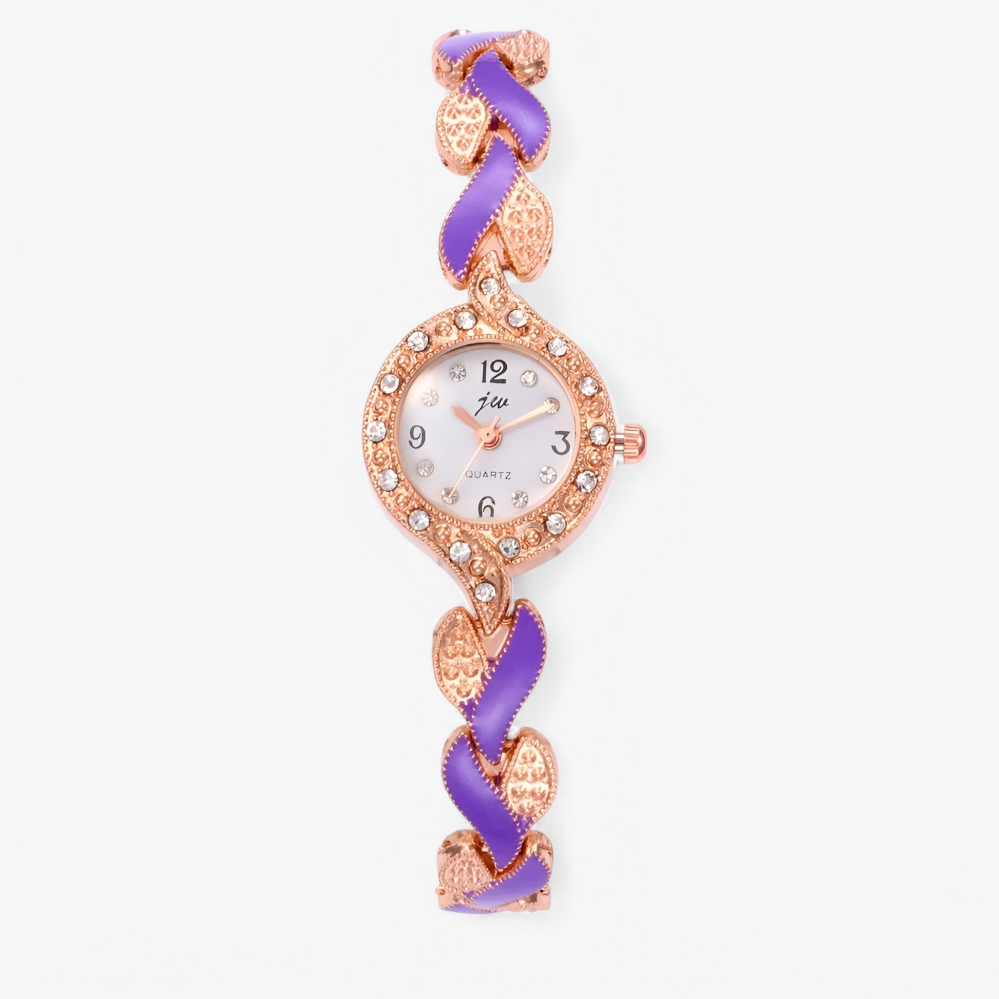 Junifer | Stål dameur med rhinsten og quartz urværk - lilla - watches - {{ product_tags }
