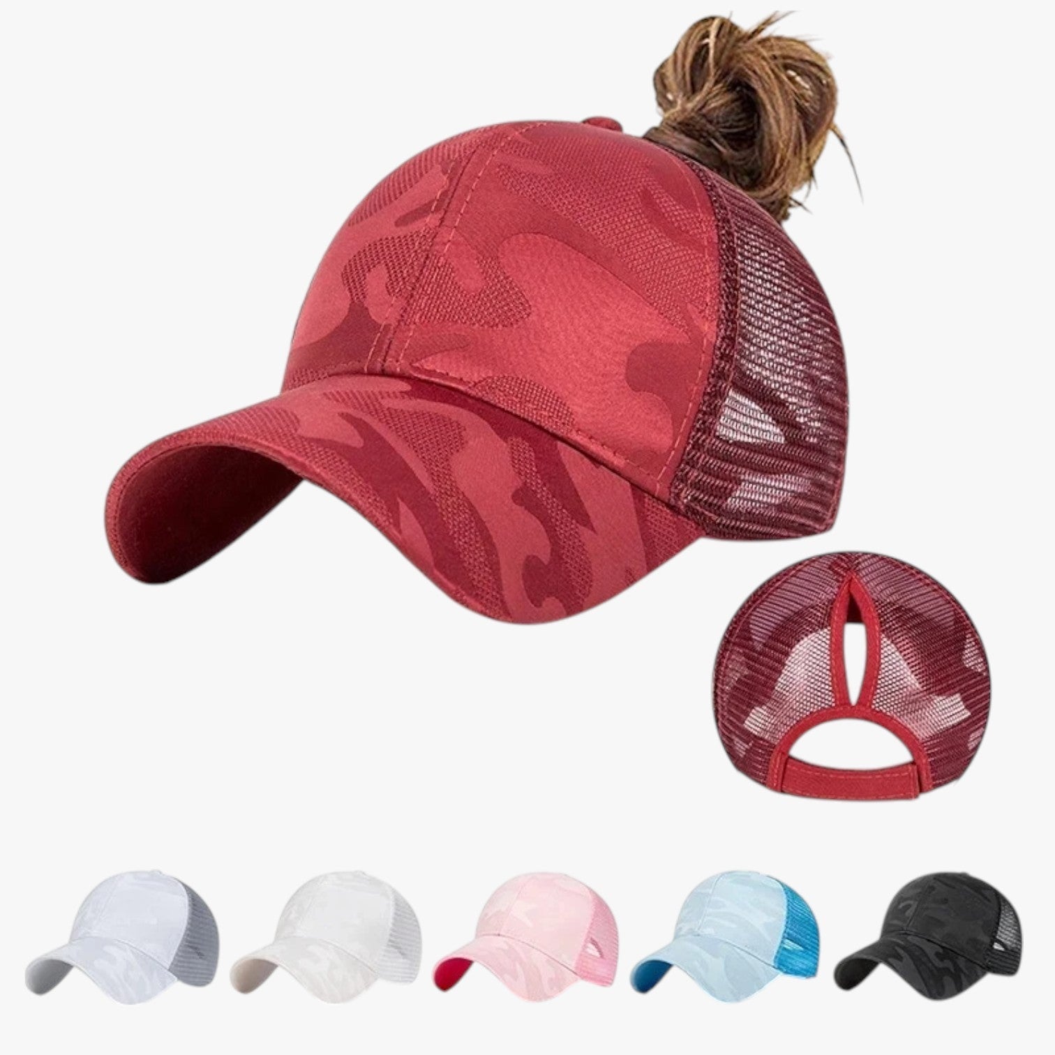 Blaire | Sommerhat i camo med net og knold - - Blaire | Sommerhat i camo med net og knold - €25 - {{ product_tags }