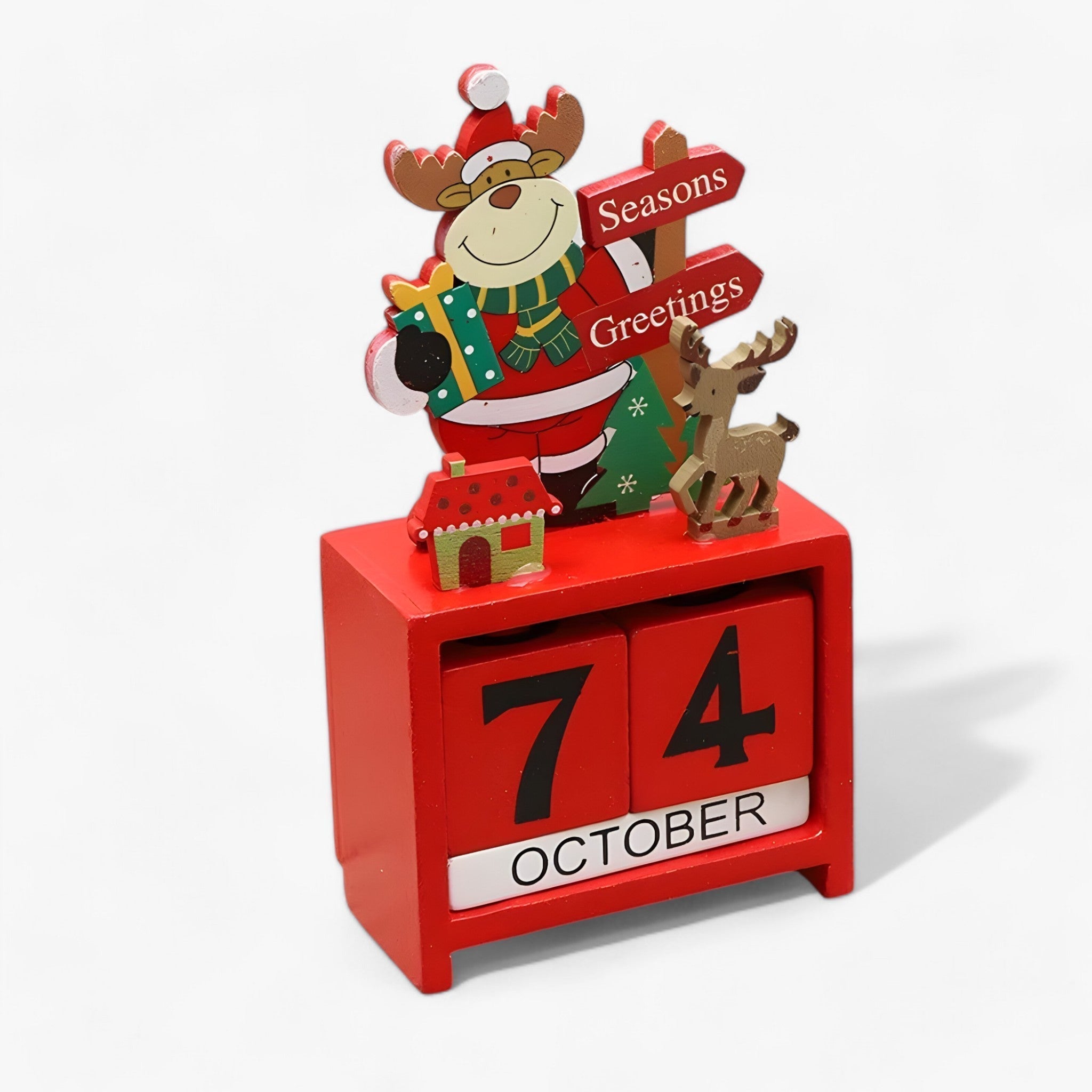 Højtidsnedtælling Magi | Træjulekalender med nisse og snemands - Tilføj spænding til dine højtider - Stil 2 1 +1 GRATIS 7,5X3,3X16cm - christmas - {{ product_tags }