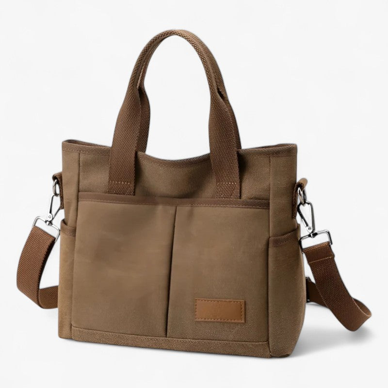 Rylee | Stor canvas skulder- og rejsetaske - Kaffe (20cm<Max Længde<30cm) - bags - {{ product_tags }