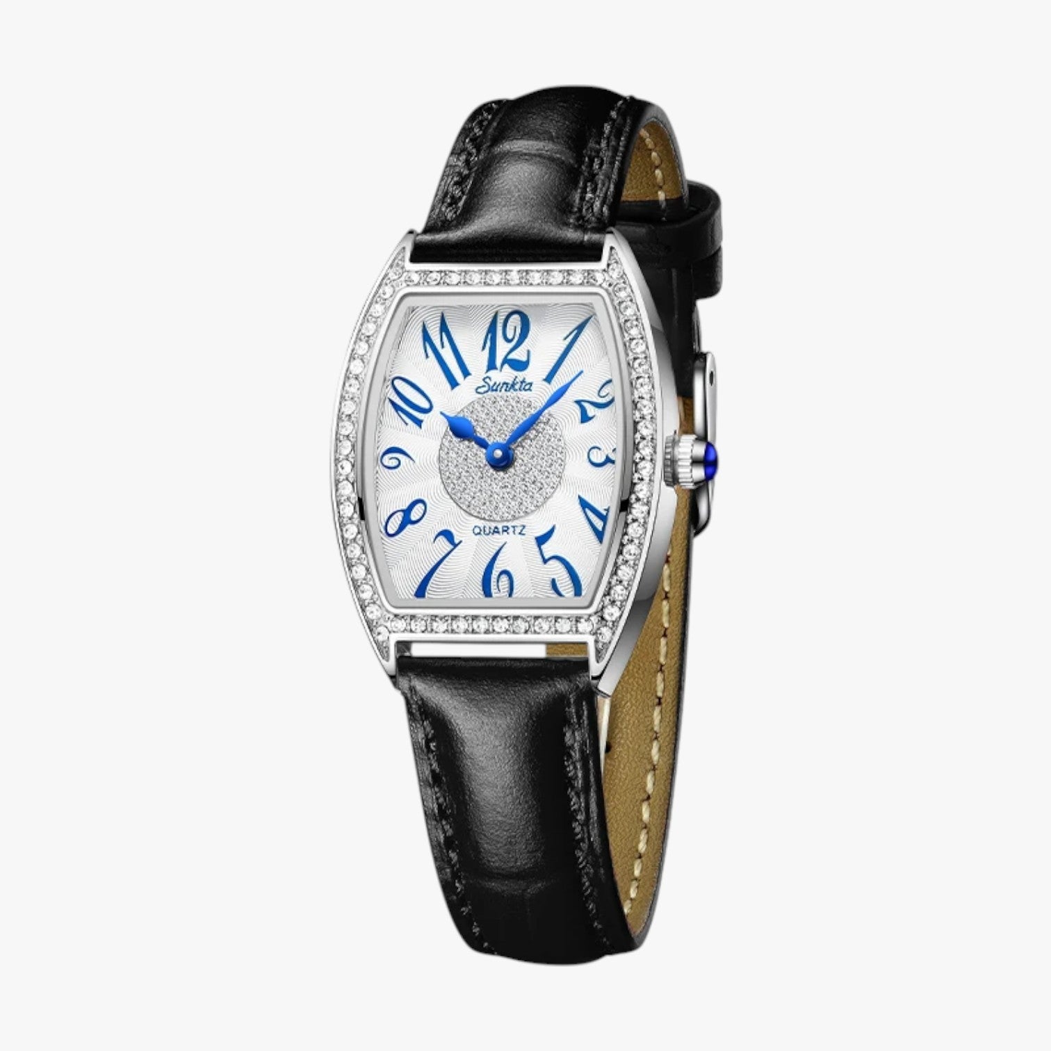 Seraphina | Elegant Dameur LIGE Sunkta Quartz, Læder, Vandtæt - Sølv blåt - Seraphina | Elegant Dameur LIGE Sunkta Quartz, Læder, Vandtæt - €25 - {{ product_tags }