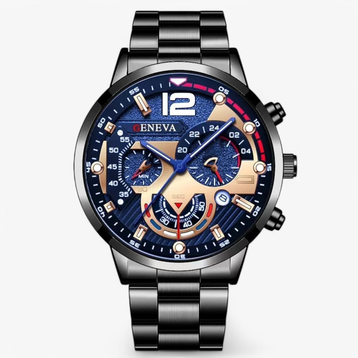 Andres | Strak & Luminous – Luxe Rustfrit Stål Herreur - Blå - watches - {{ product_tags }