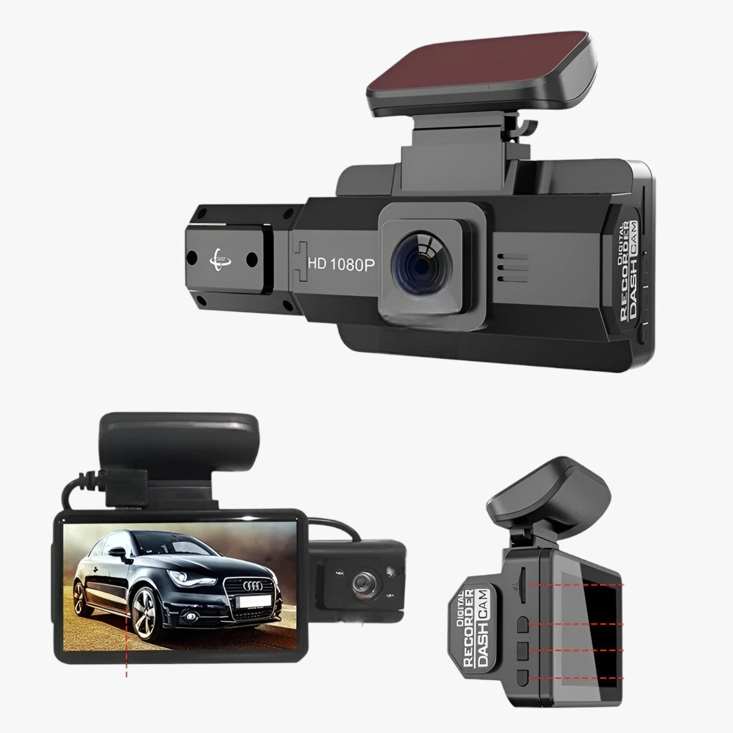 Brin | Dashcam med trippel linse – 1080P HD og natvision - - gadgets - {{ product_tags }