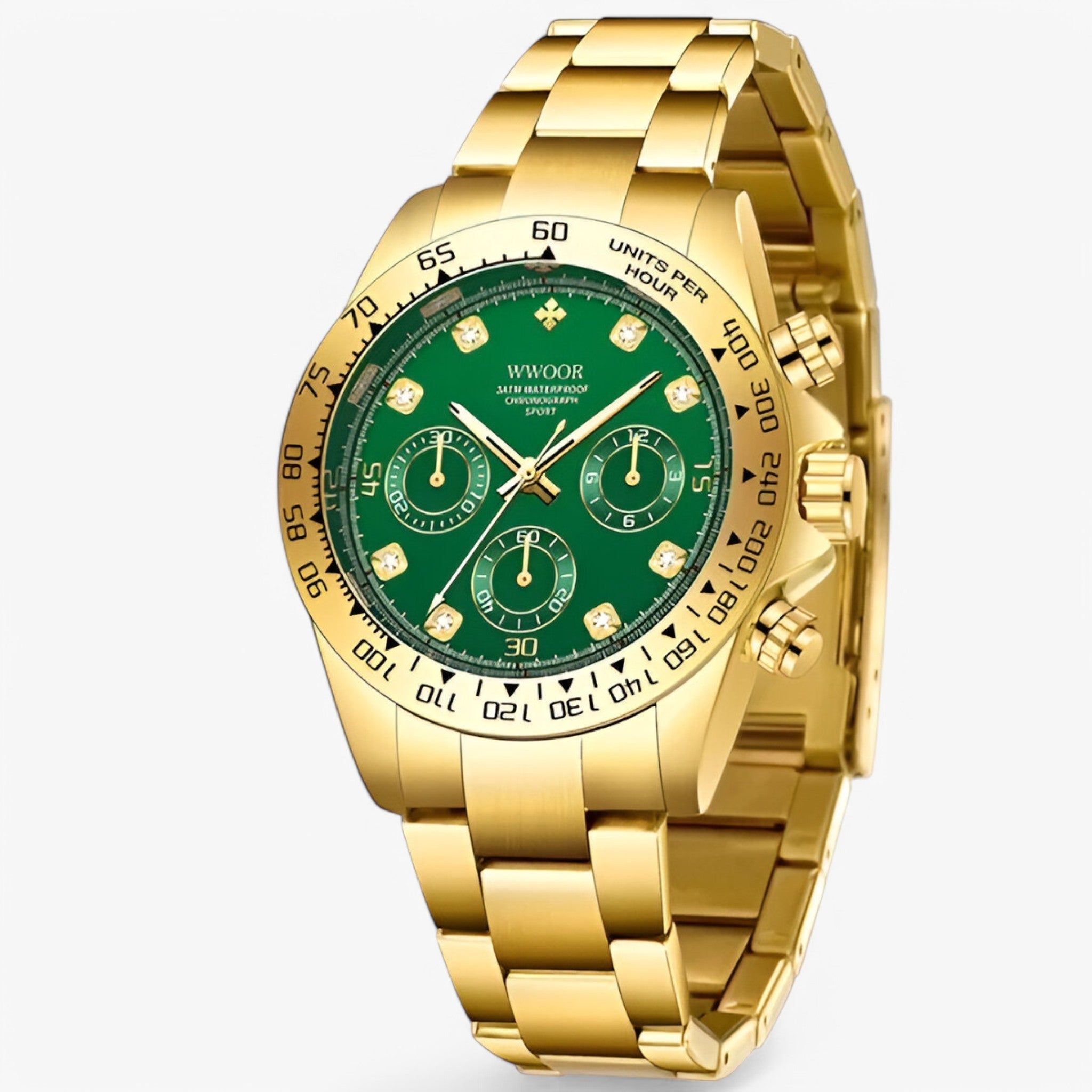Kashmir | Luksus Chronograph ur lavet af rustfrit stål - Guld grøn - watches - {{ product_tags }