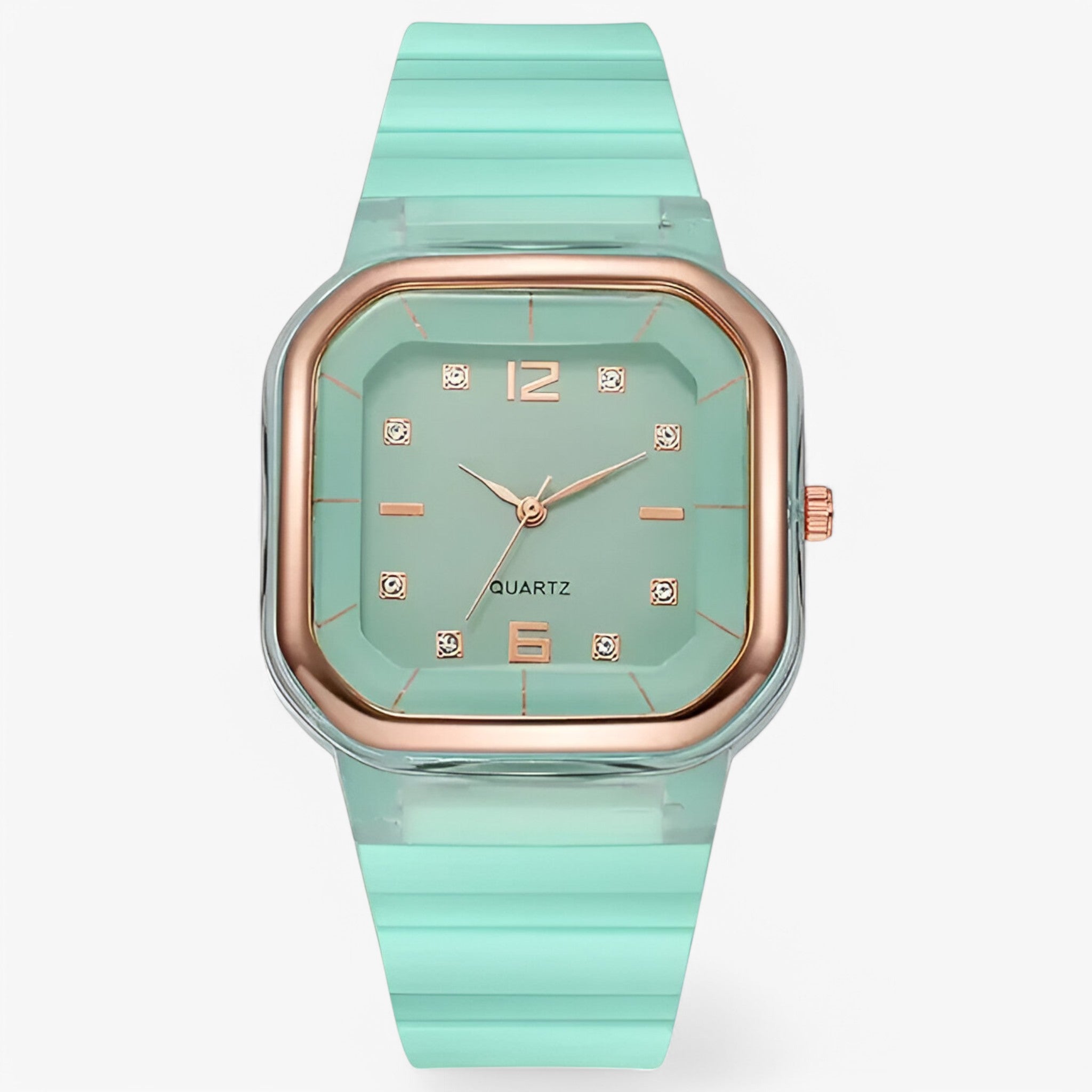 Janessa | Dameur i silikone med stor urskive og strassdetaljer - blå himmel - watches - {{ product_tags }